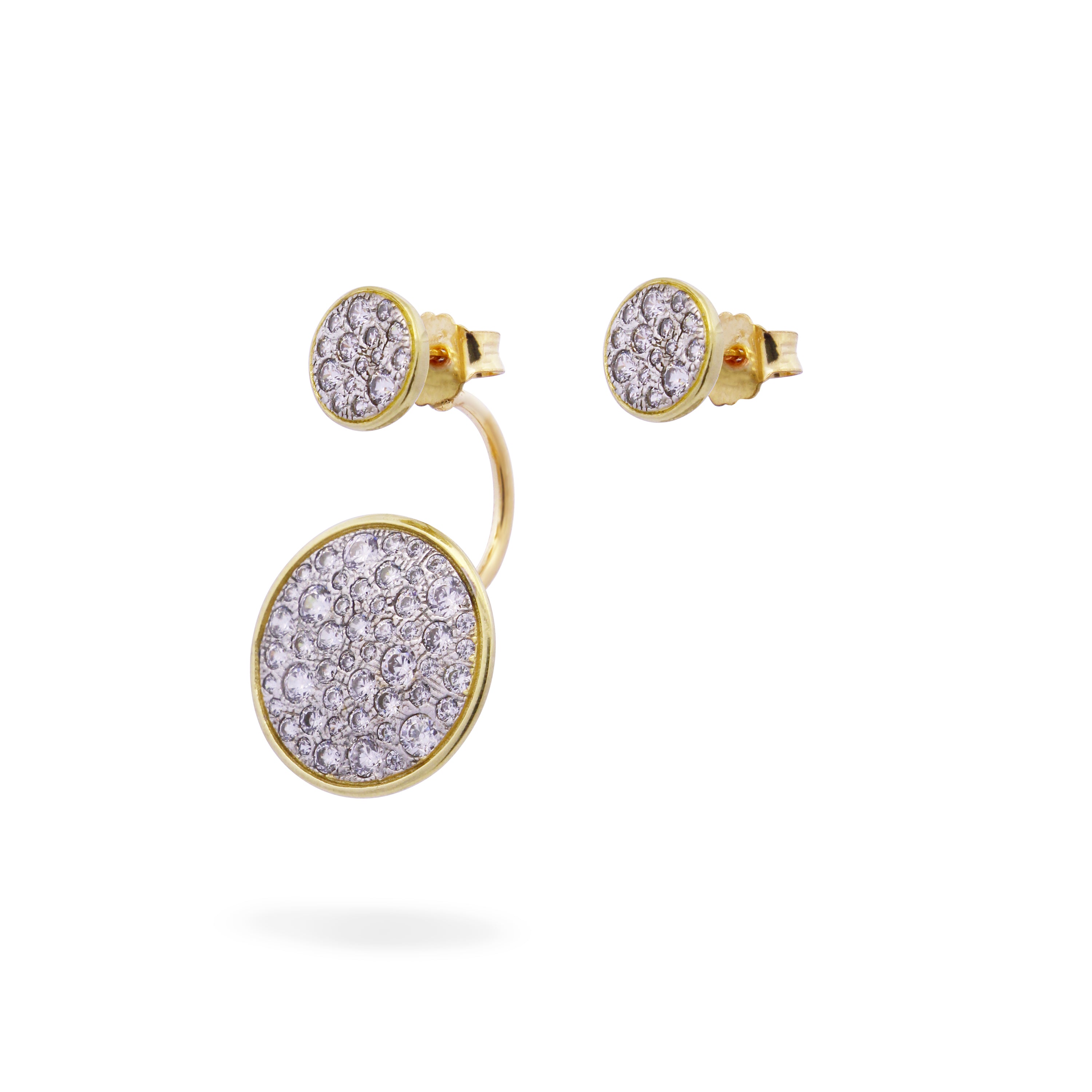 Earrings - Double circle asymmetric earrings - STARDUST TEN - 1 | Rue des Mille