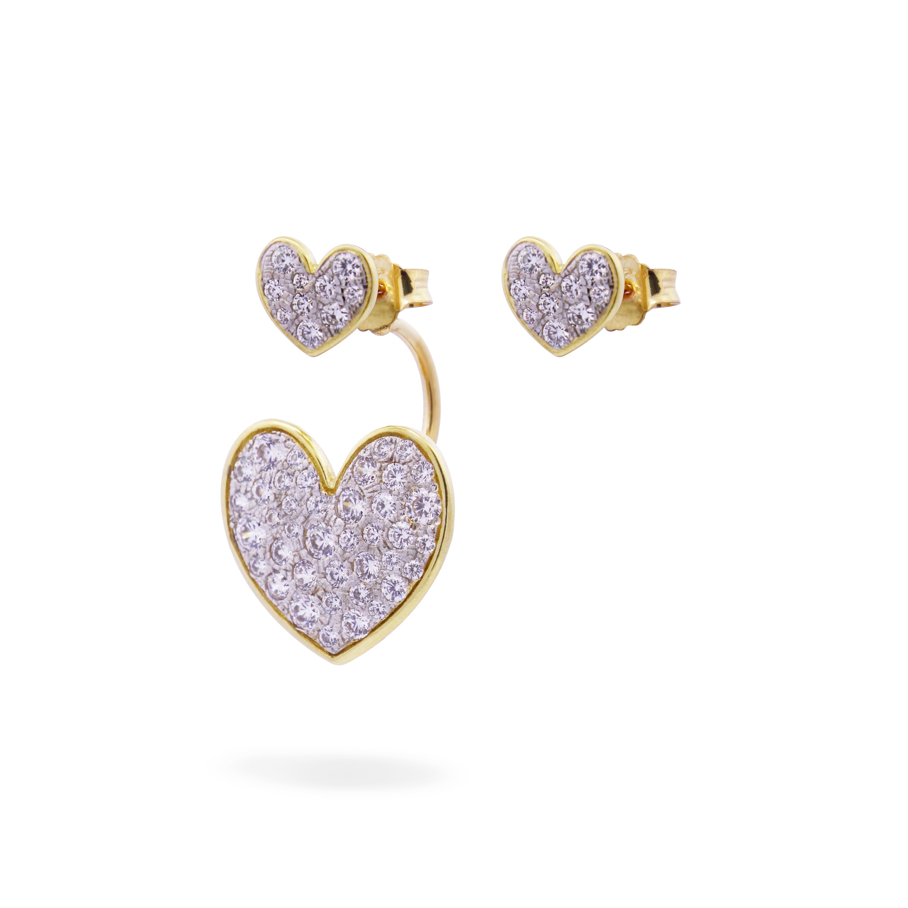 Earrings - Double heart asymmetric earrings - STARDUST TEN - 1 | Rue des Mille