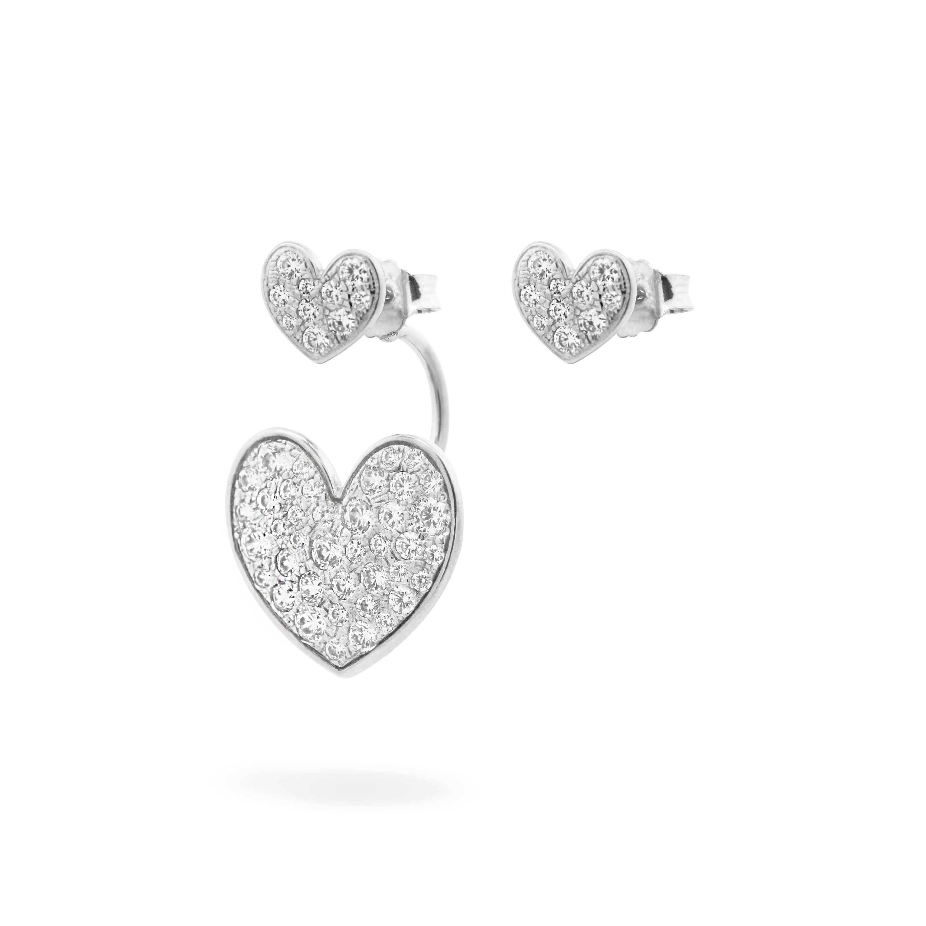 Earrings - Double heart asymmetric earrings - STARDUST TEN - 2 | Rue des Mille