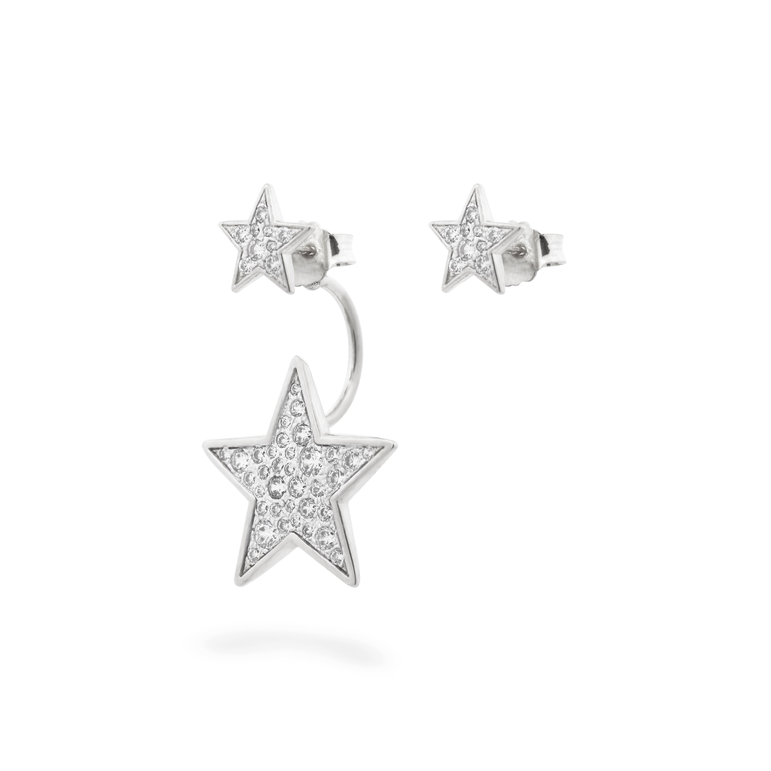 Earrings - Double star asymmetric earrings - STARDUST TEN - 2 | Rue des Mille