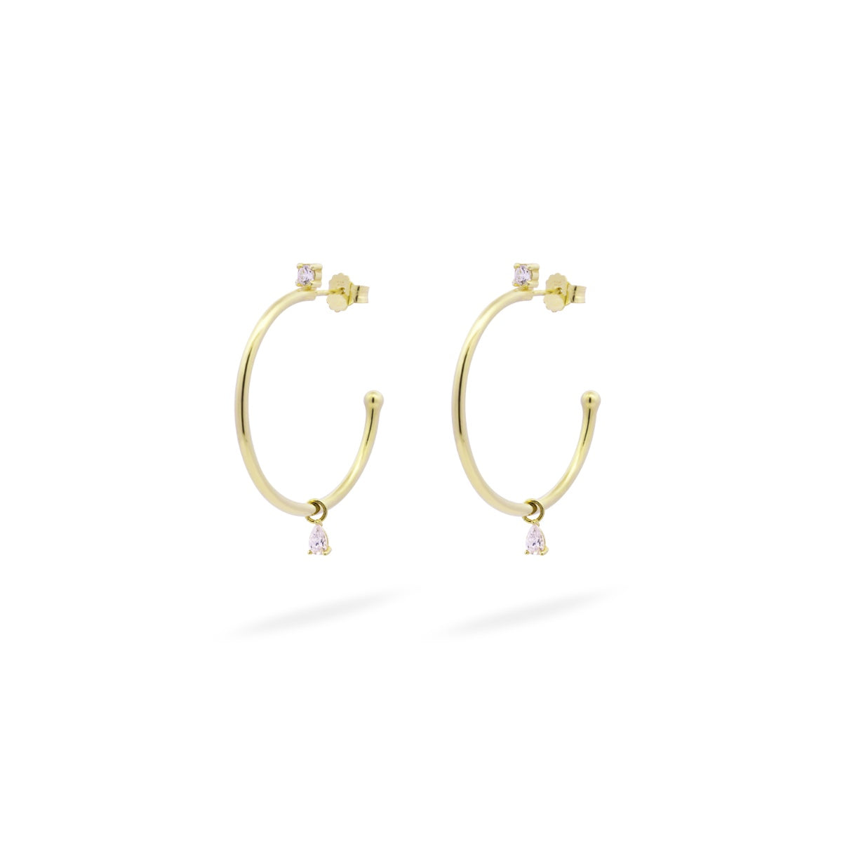 Mini drop pendant thin hoop earrings - SHAPES