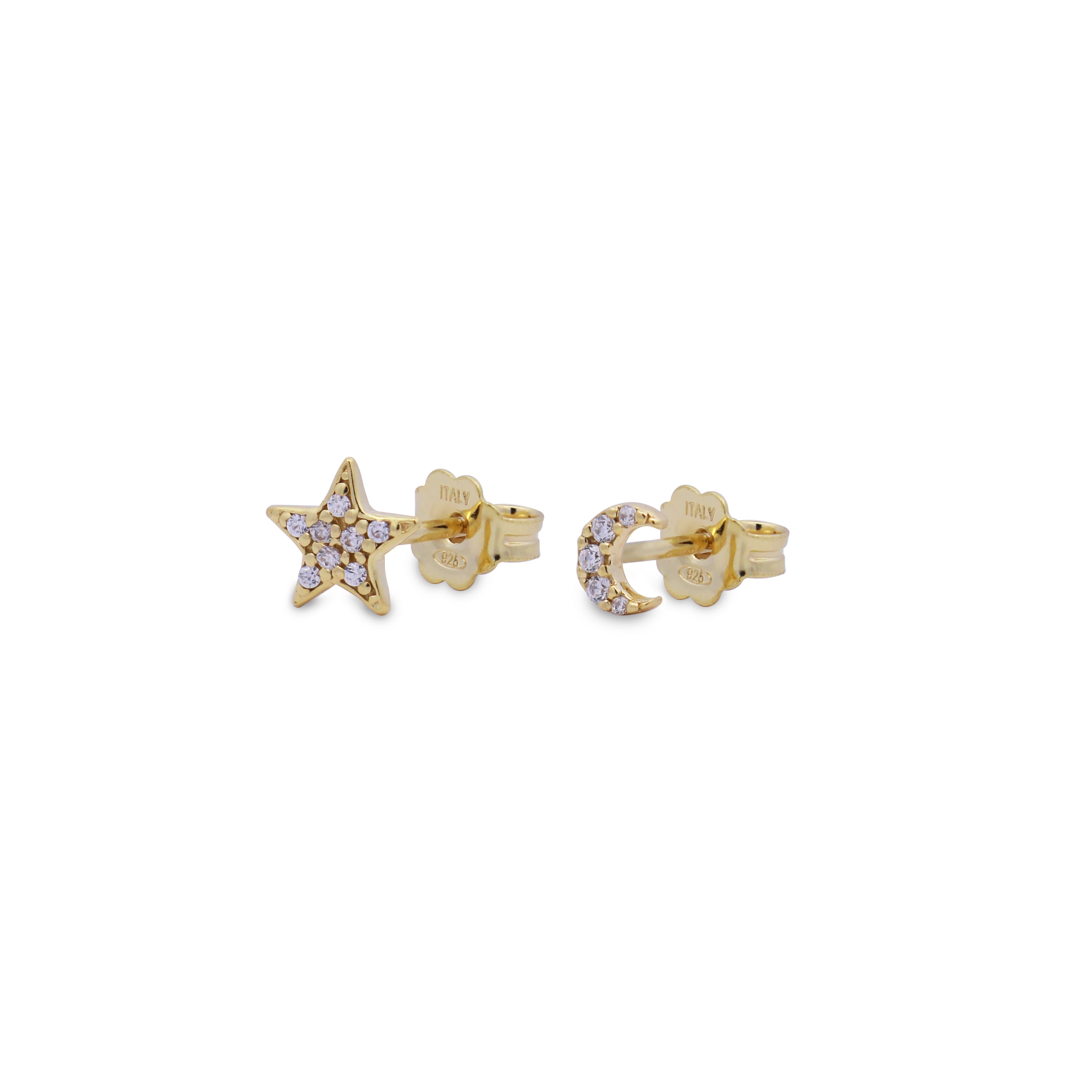 Pendientes - Aretes con Zircones Estrella / Luna - 1 | Rue des Mille