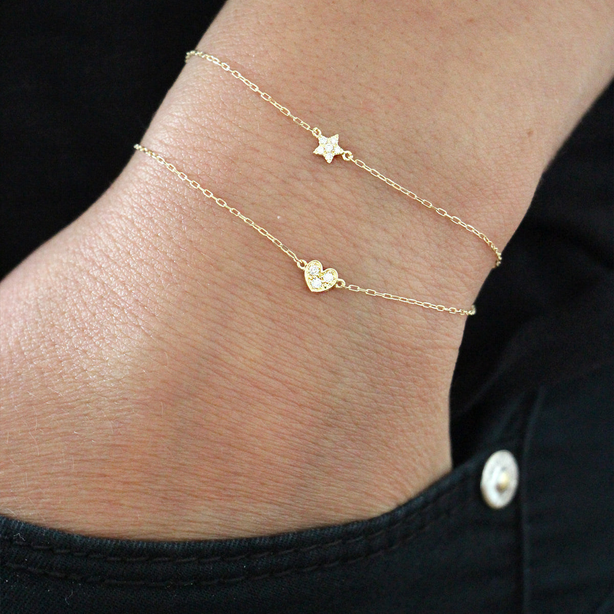 Bracelets - Bracelet Star and Lab Grown Diamonds - ORO18 KT - 2 | Rue des Mille