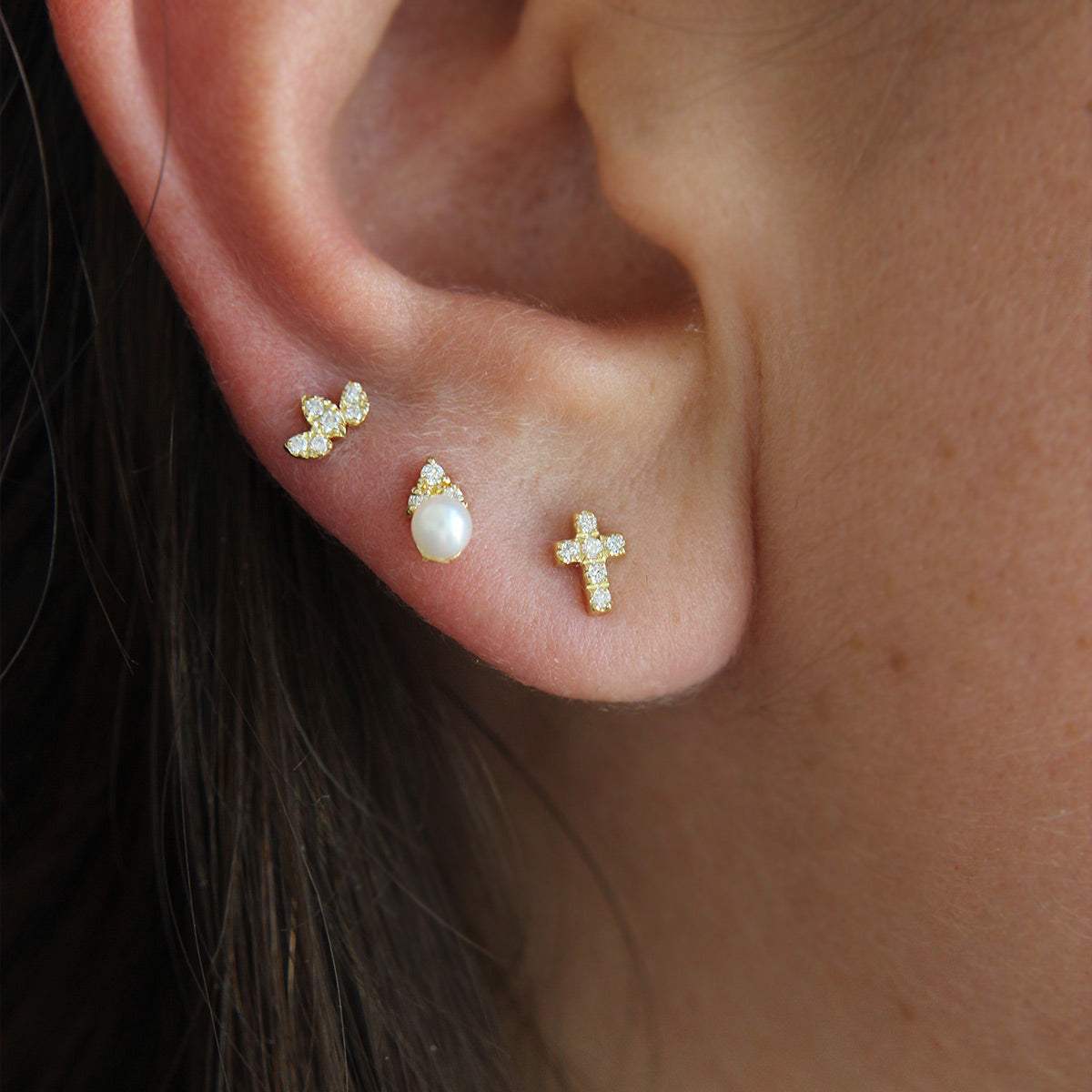 Piercing - Piercing Helix Cross and Lab Grown Diamonds - ORO18KT - 2 | Rue des Mille