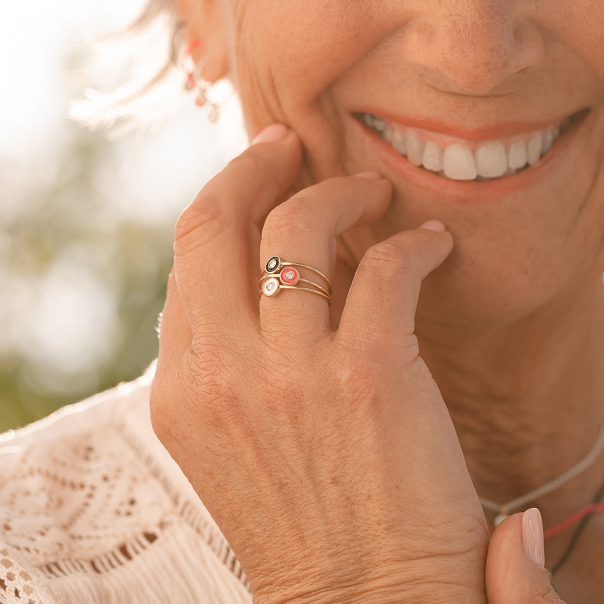 Diamond DOT ring white and Lab Grown Diamond - ORO18KT