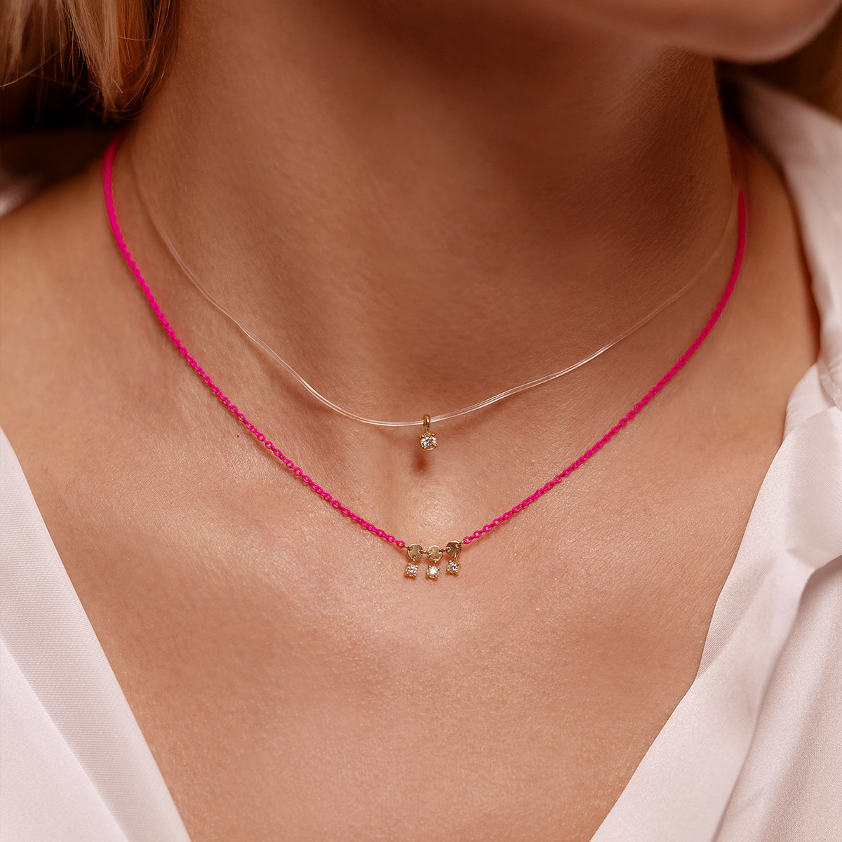 Chokers - Choker invisible line with single lab grown diamond and bizel - ORO18KT - 2 | Rue des Mille