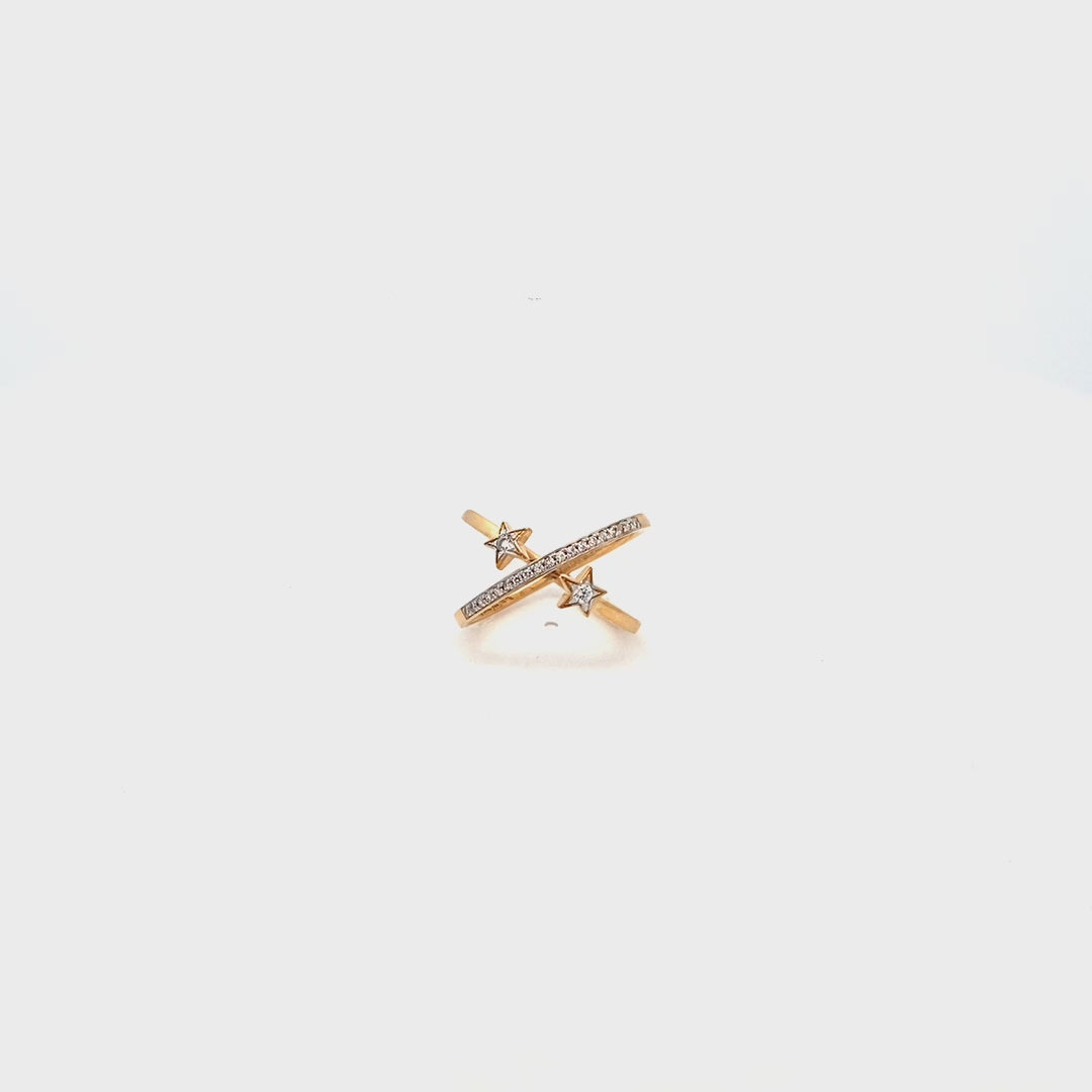 Rings - Ring with crossed double star - STARDUST TEN - thumbnail - video - 1 | Rue des Mille
