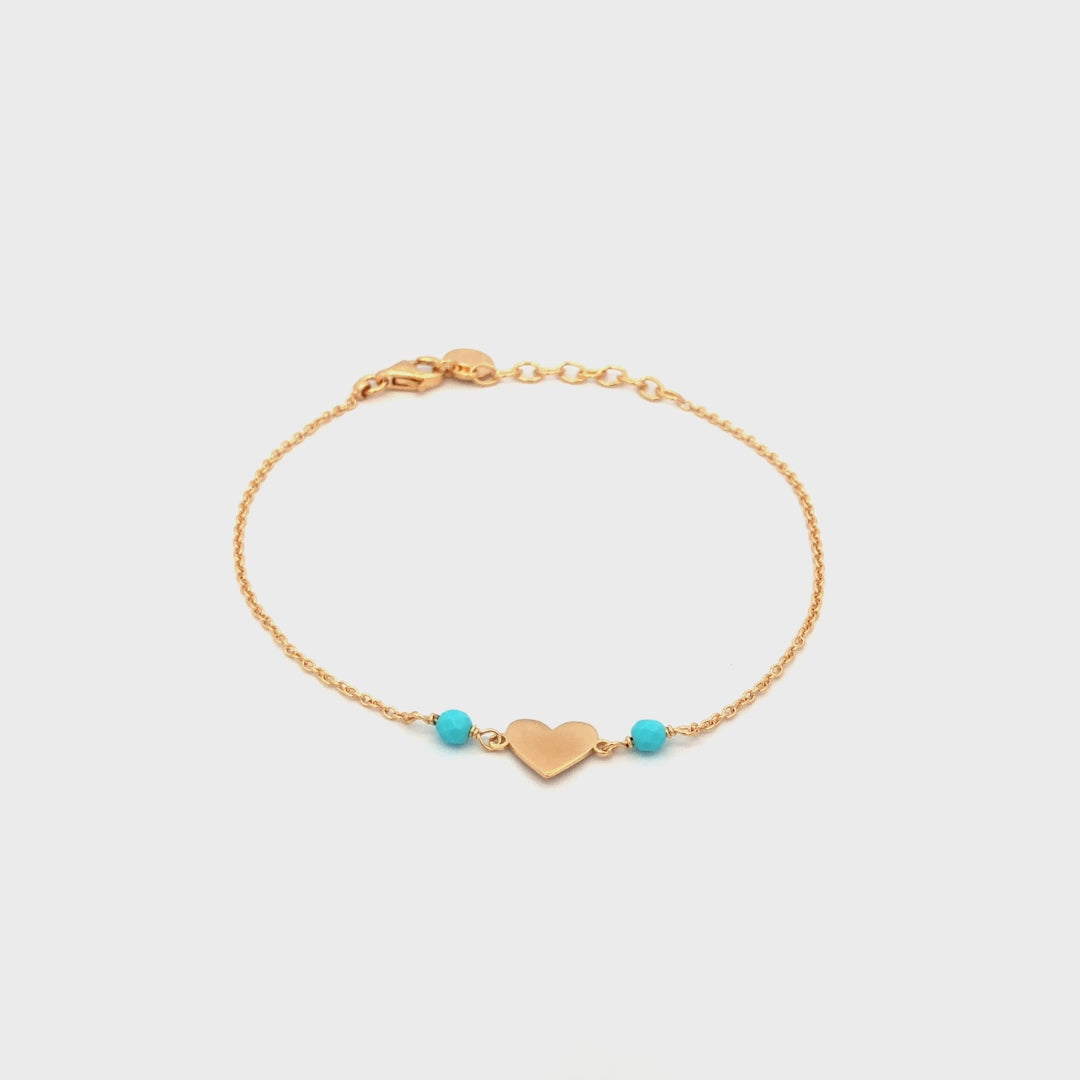 Bracelets - Heart chain bracelet Turquoise Stones Child - Io&Ro - thumbnail - video - 1 | Rue des Mille