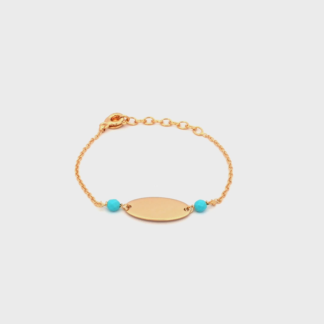 Bracelets - Children's bracelet with plate and turquoise stones - Io&Ro - thumbnail - video - 1 | Rue des Mille