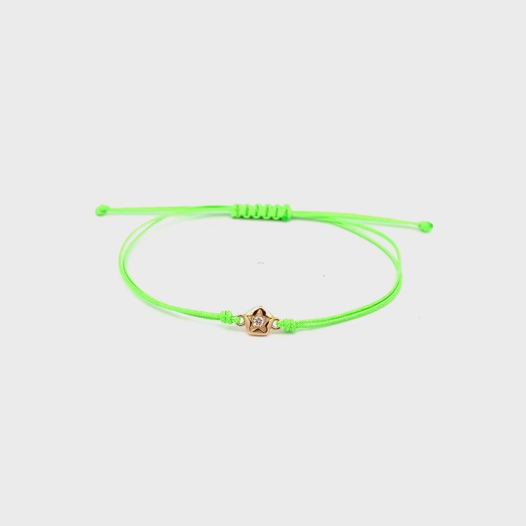 Pulseras - Pulsera de tela con estrella y diamante de laboratorio - ORO18KT - thumbnail - video - 1 | Rue des Mille