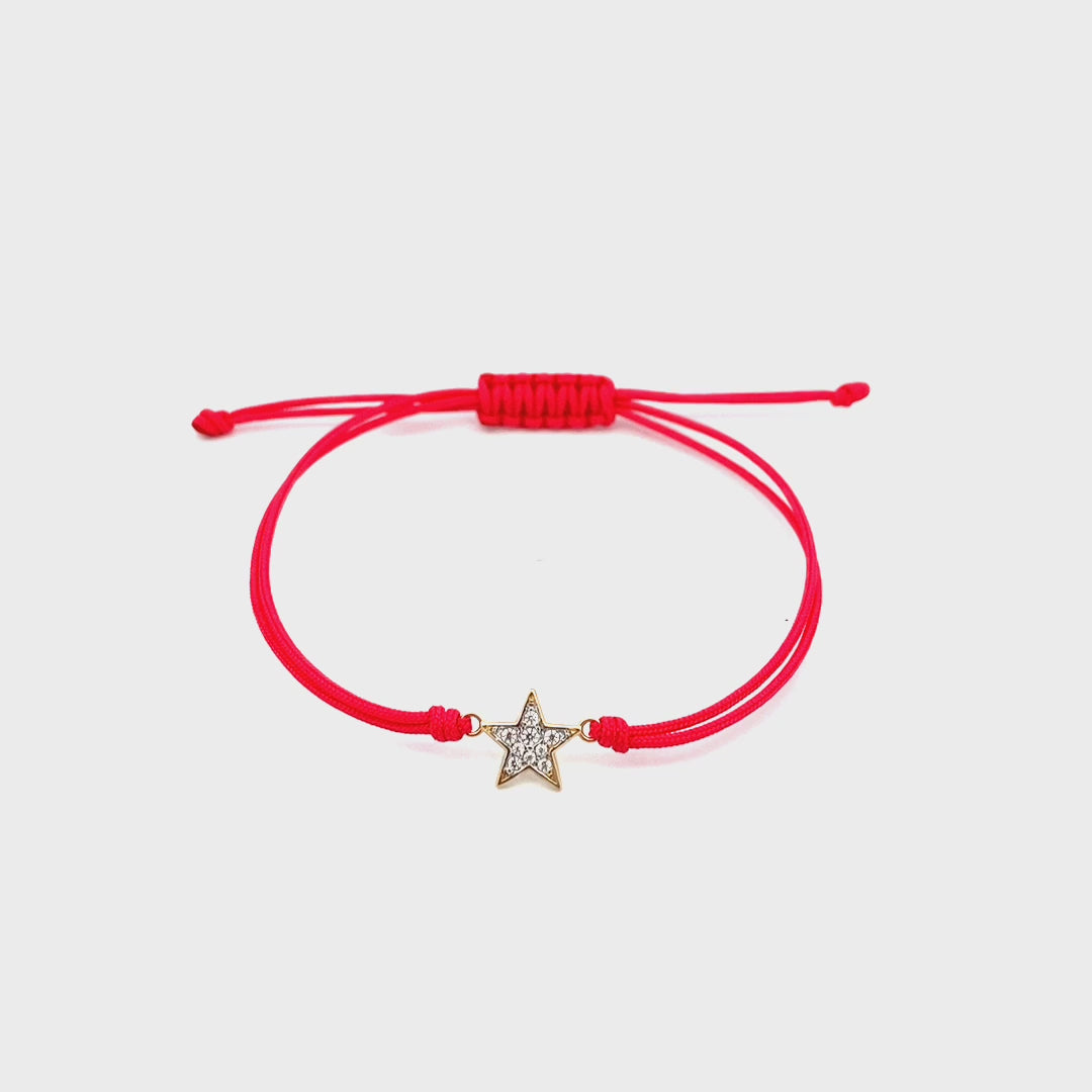 Bracelets - Bracelet with fabric cord and small pavé star - STARDUST TEN - thumbnail - video - 1 | Rue des Mille