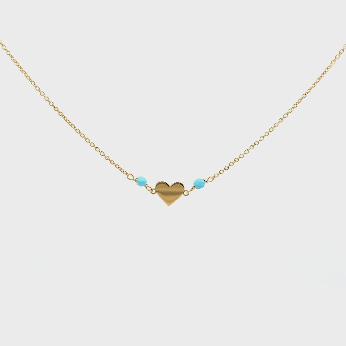 Chokers - Turquoise Stones Heart Chain Choker - Io&Ro - thumbnail - video - 1 | Rue des Mille