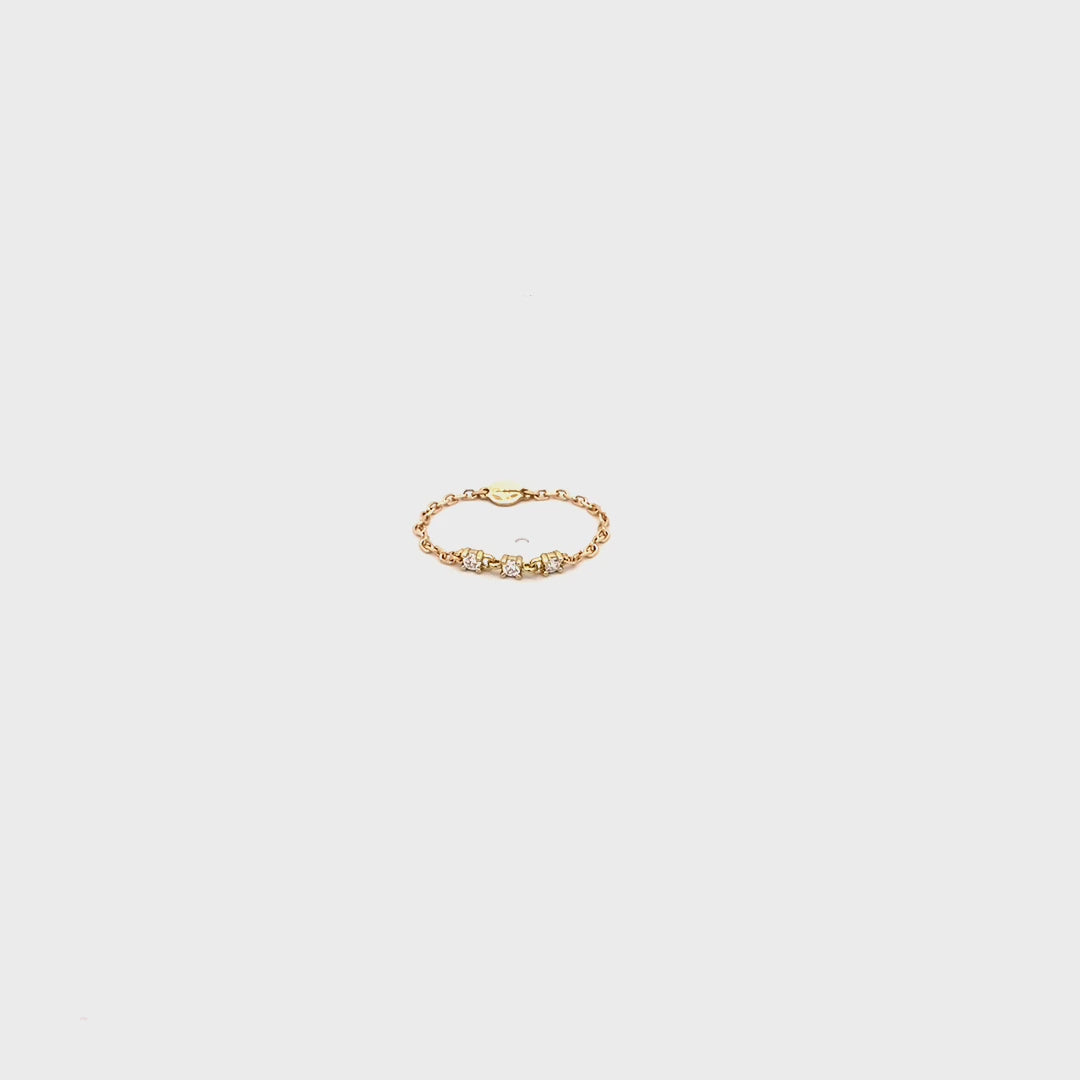 Rings - Chain ring and three lab-grown brilliants - ORO18KT - thumbnail - video - 1 | Rue des Mille