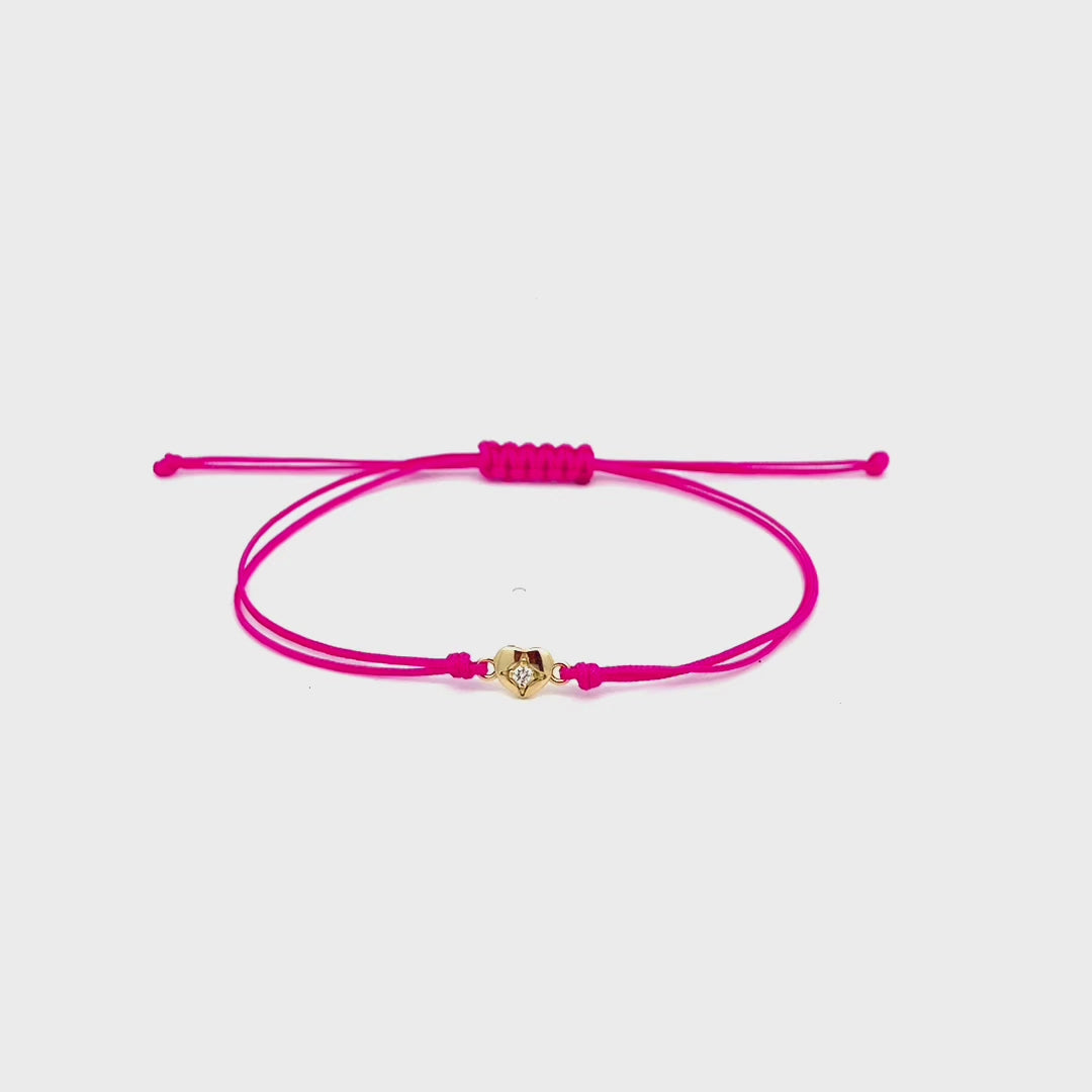 Bracciali - Bracciale tessuto cuore e diamante lab-grown - ORO18KT - thumbnail - video - 1 | Rue des Mille