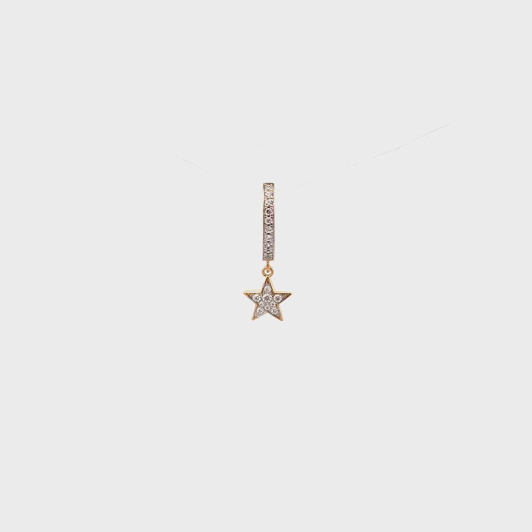 Earrings - Single hoop pavé star earring small - STARDUST TEN - thumbnail - video - 1 | Rue des Mille