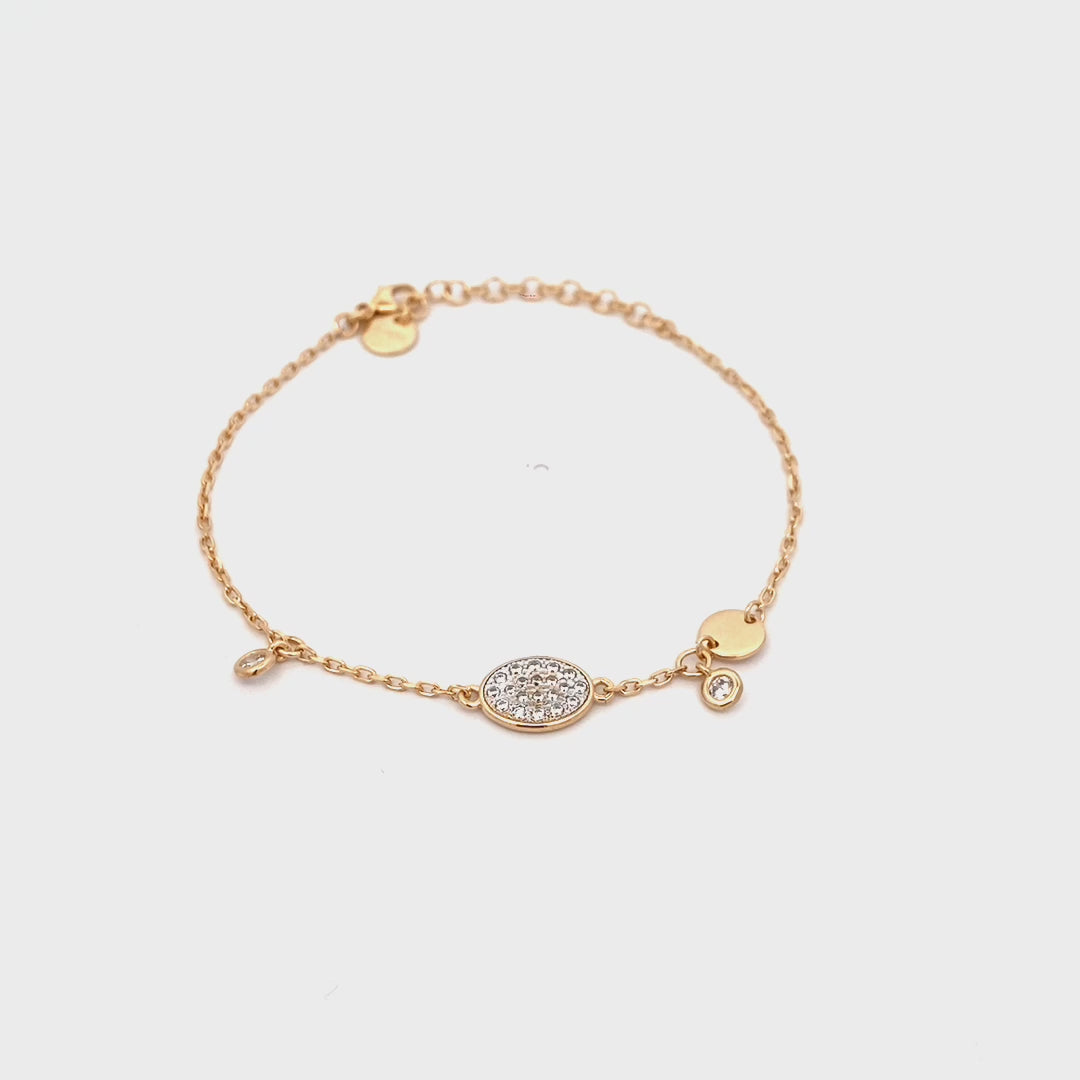 Bracelets - Small pavè oval pendant chain and bezel bracelet - SHAPES - thumbnail - video - 1 | Rue des Mille