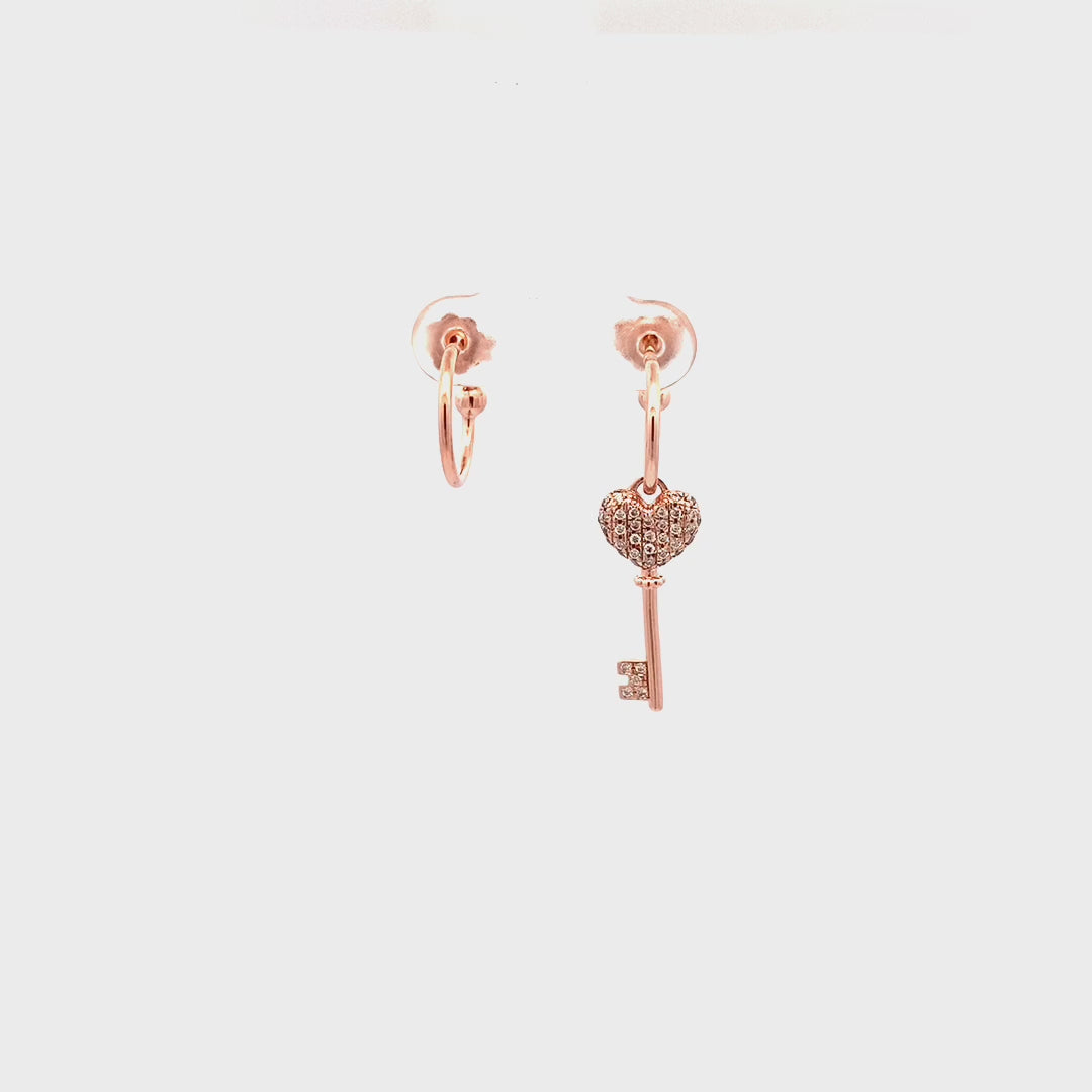 Earrings - Circle Mono Earring with Key Zirconia pendant - thumbnail - video - 1 | Rue des Mille