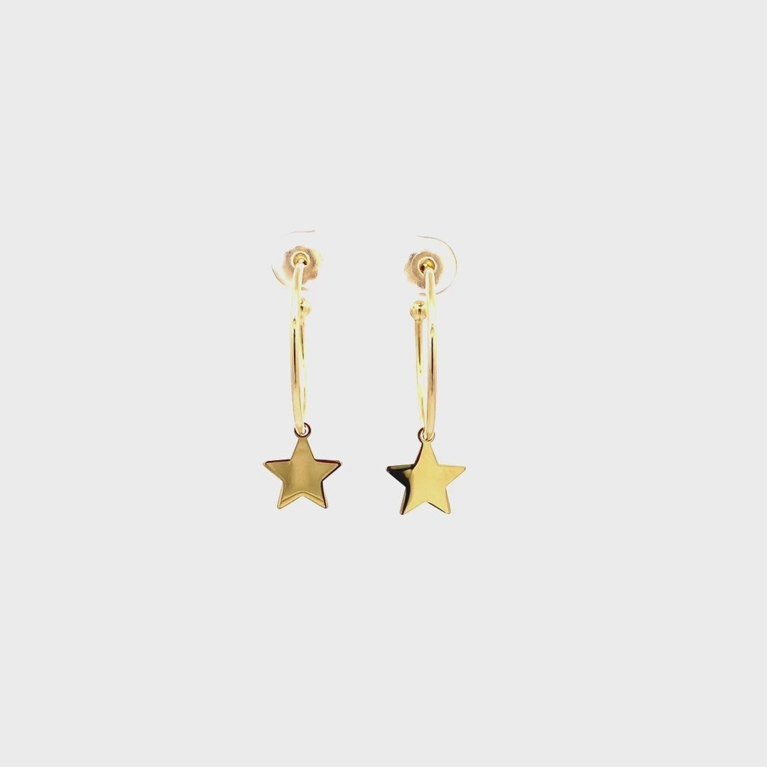 Earrings - Hoop Earrings Micro Pendant - Star - thumbnail - video - 1 | Rue des Mille