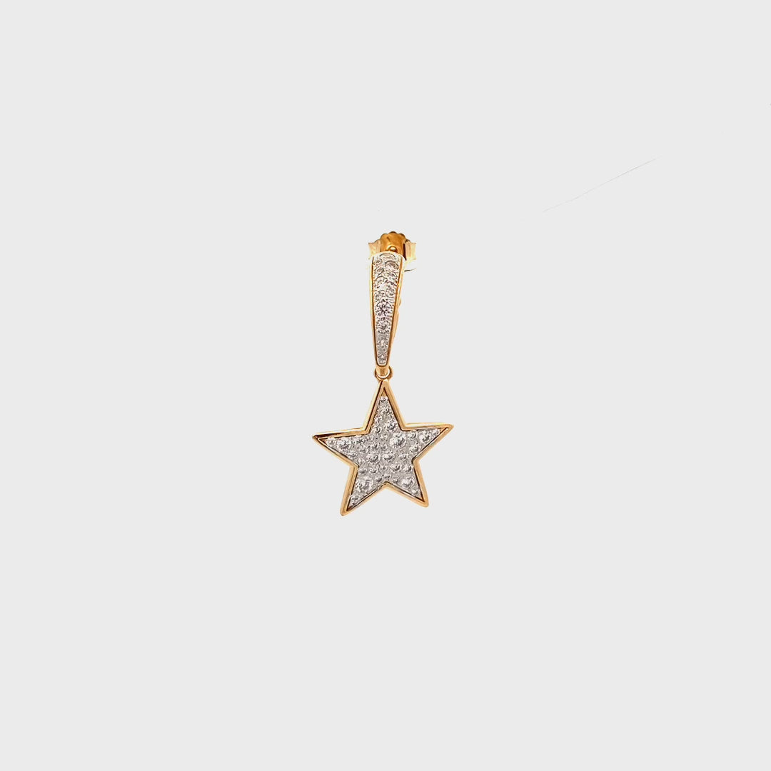 Earrings - Single hoop pavé star earring - STARDUST TEN - thumbnail - video - 1 | Rue des Mille