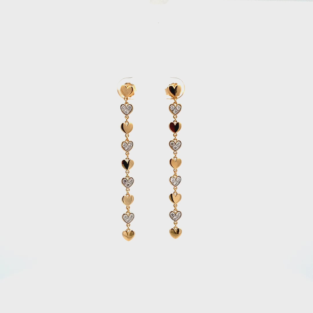 Earrings - Drop earrings with pavé and plain hearts -STARDUST TEN - thumbnail - video - 1 | Rue des Mille
