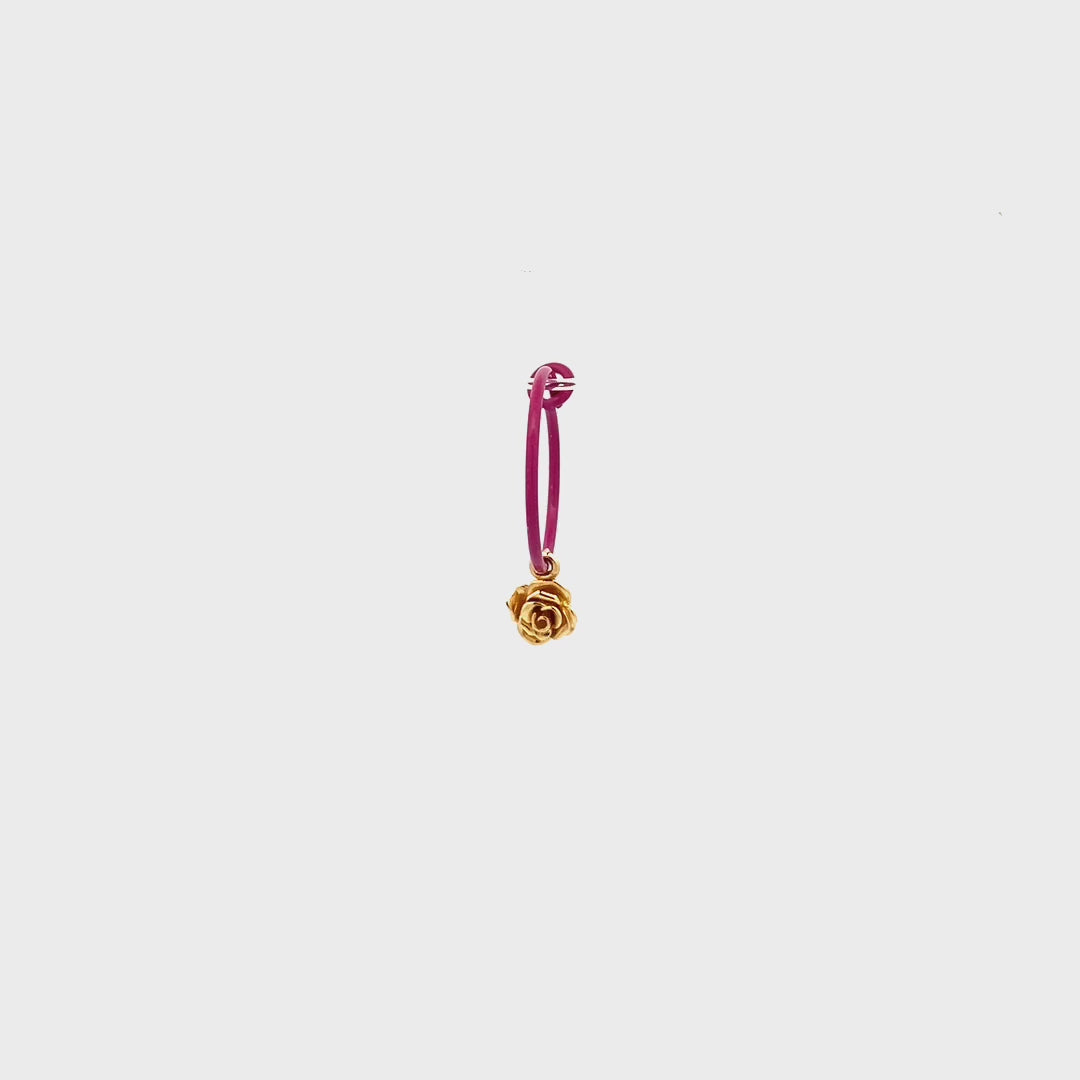 Pendientes - Pendiente individual con rosa y hoop pintado - ORO18KT - thumbnail - video - 1 | Rue des Mille