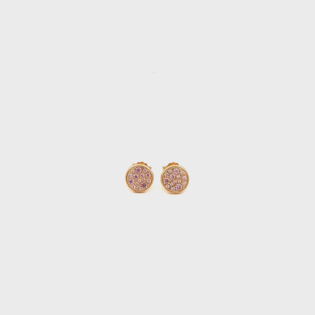 Earrings - Small pavè pink zircons lobe earrings - STARDUST TEN - thumbnail - video - 1 | Rue des Mille