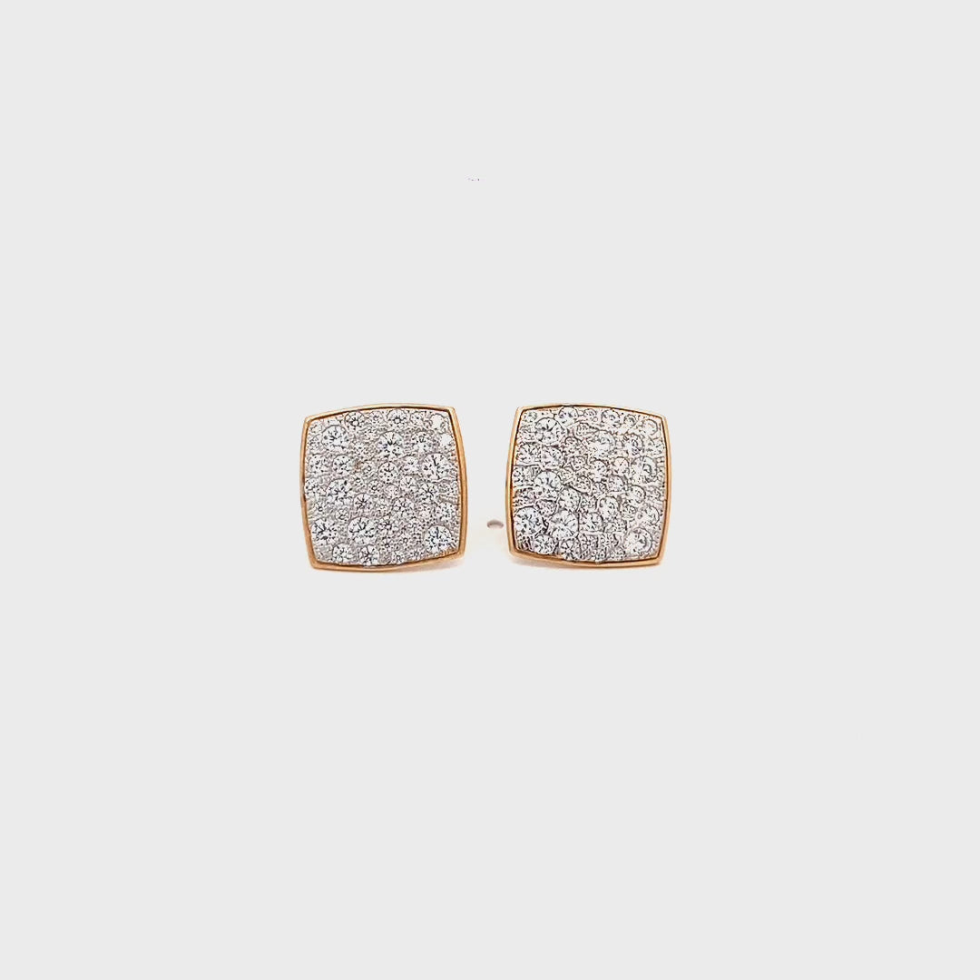 Earrings - Oversized pavé square lobe earrings - STARDUST TEN - thumbnail - video - 1 | Rue des Mille