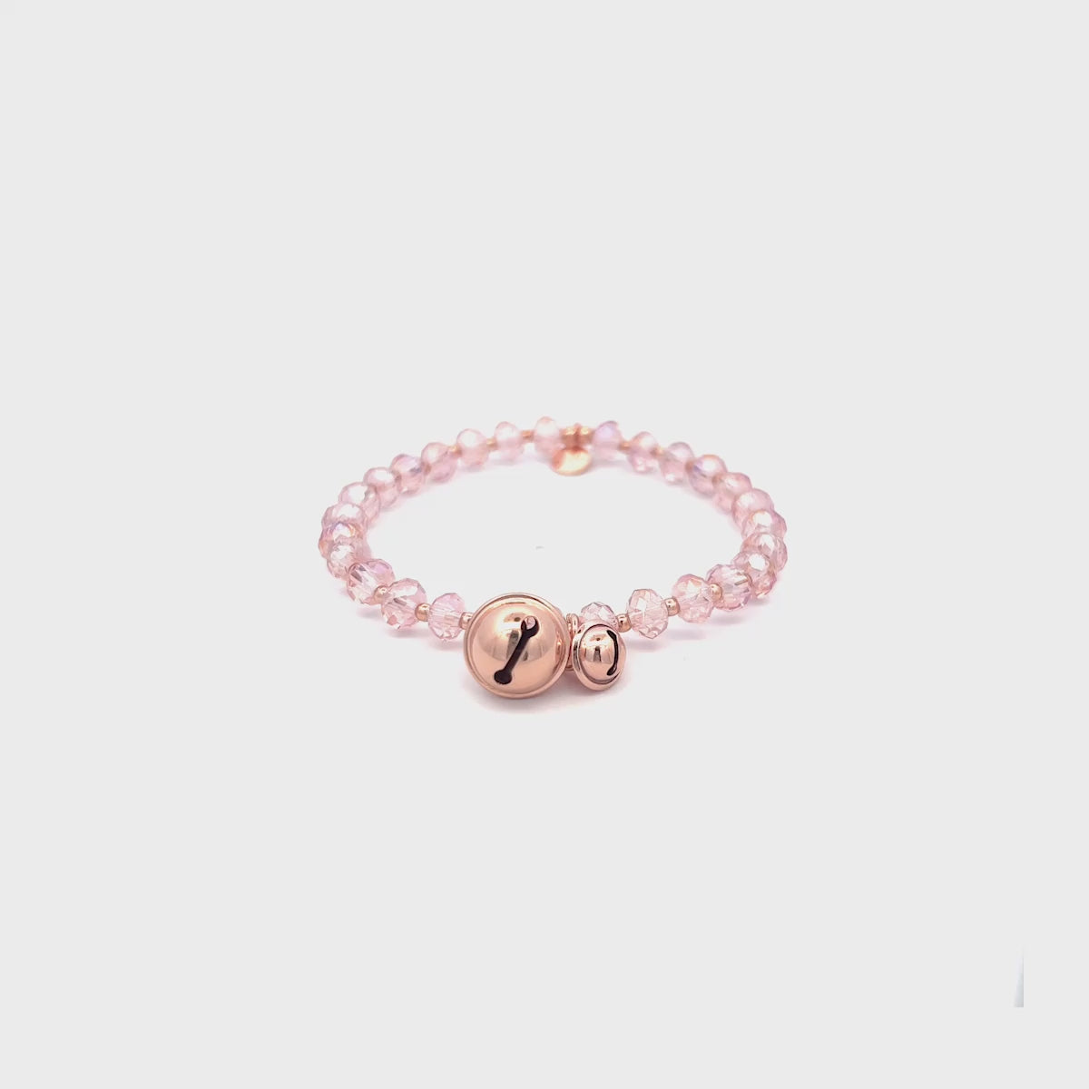 Bracelets - Elastic bracelet pink crystals and bells - Crystal Rainbow  - thumbnail - video - 1 | Rue des Mille