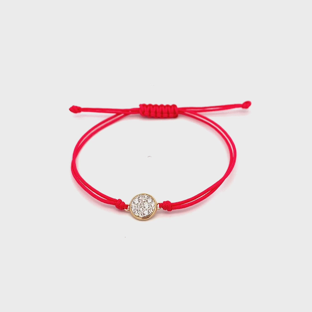Bracelets - Bracelet with fabric cord and small pavé circle - STARDUST TEN - thumbnail - video - 1 | Rue des Mille