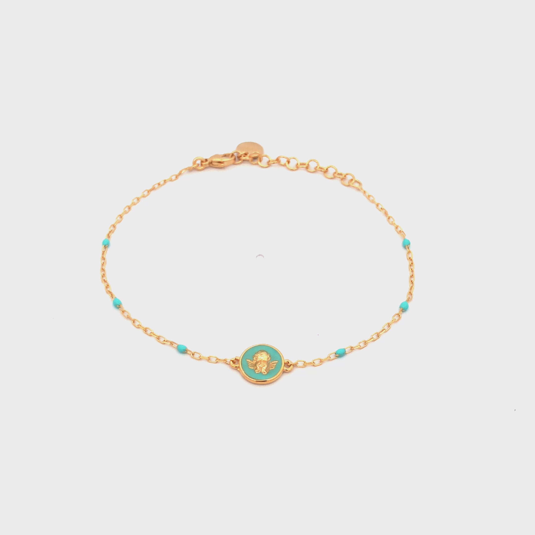 Bracelets - Bracelet Turquoise Enamel Angel Adult - Io&Ro - thumbnail - video - 1 | Rue des Mille