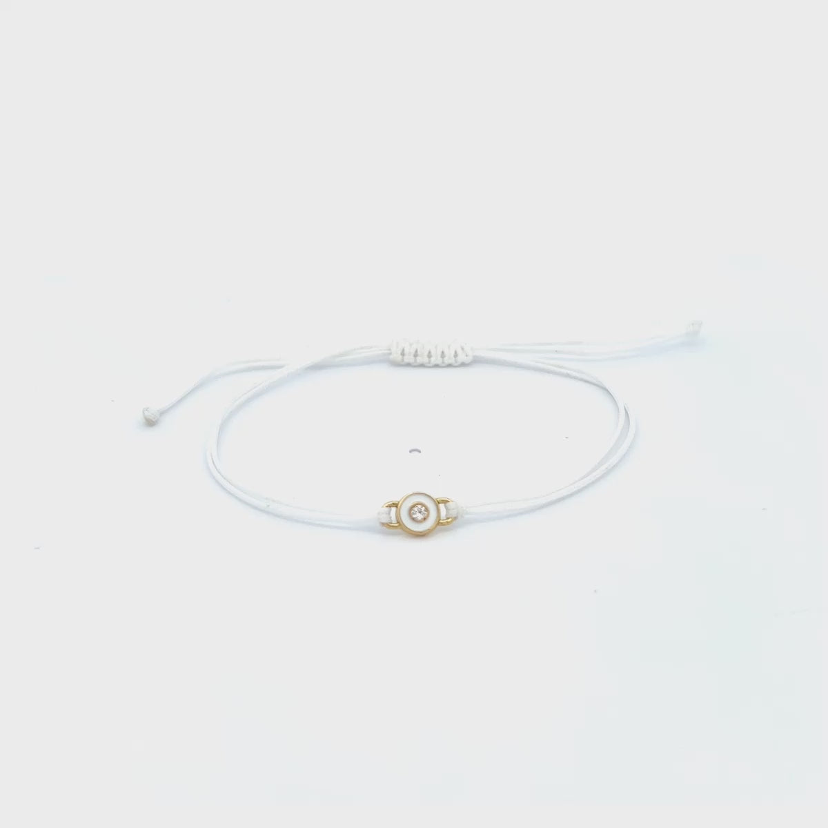 Bracelets - White Fabric bracelet Diamond DOT and Lab Grown Diamond - ORO18KT - thumbnail - video - 1 | Rue des Mille