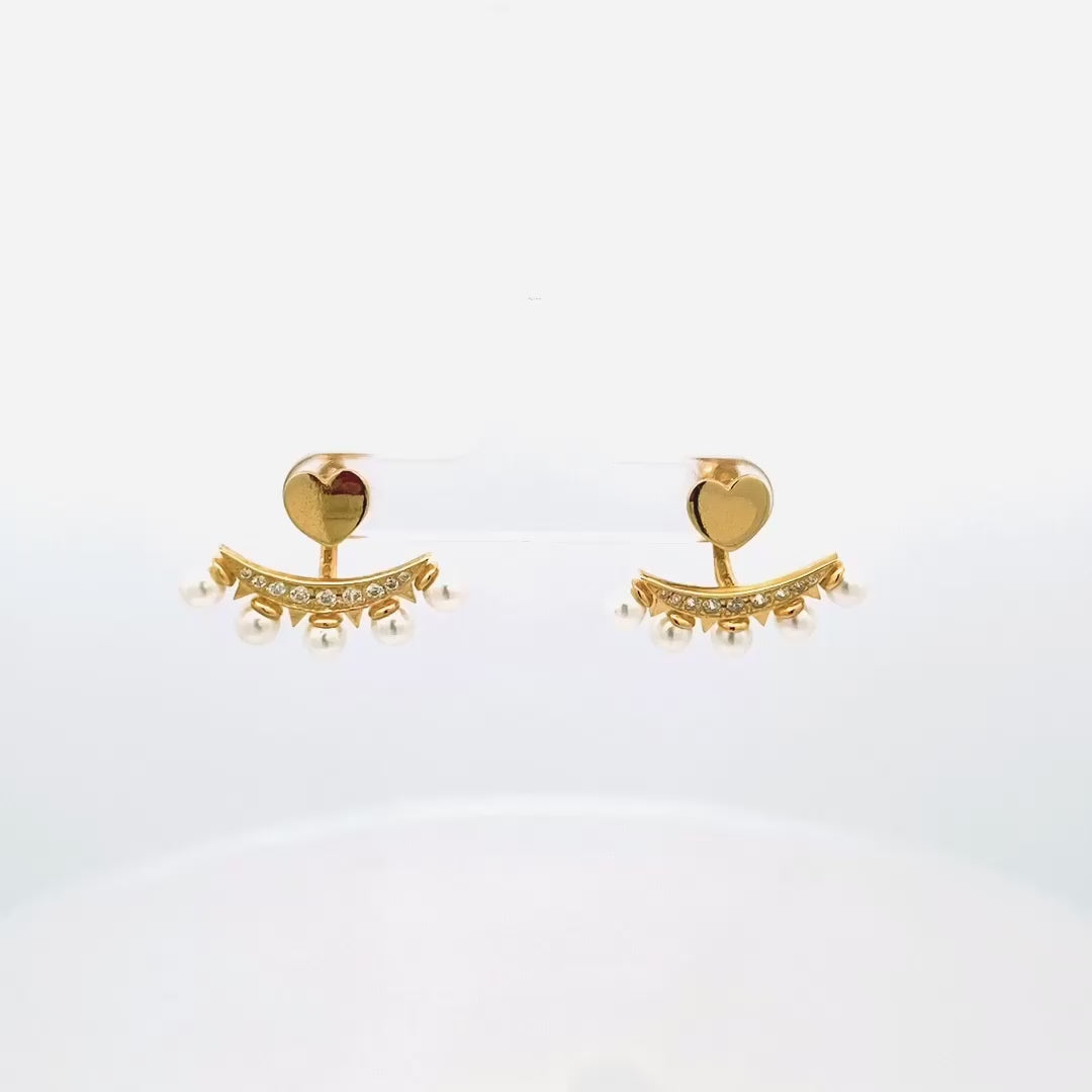 Earrings - Pair of lobe earrings hearts and peals - STARBALL - thumbnail - video - 1 | Rue des Mille