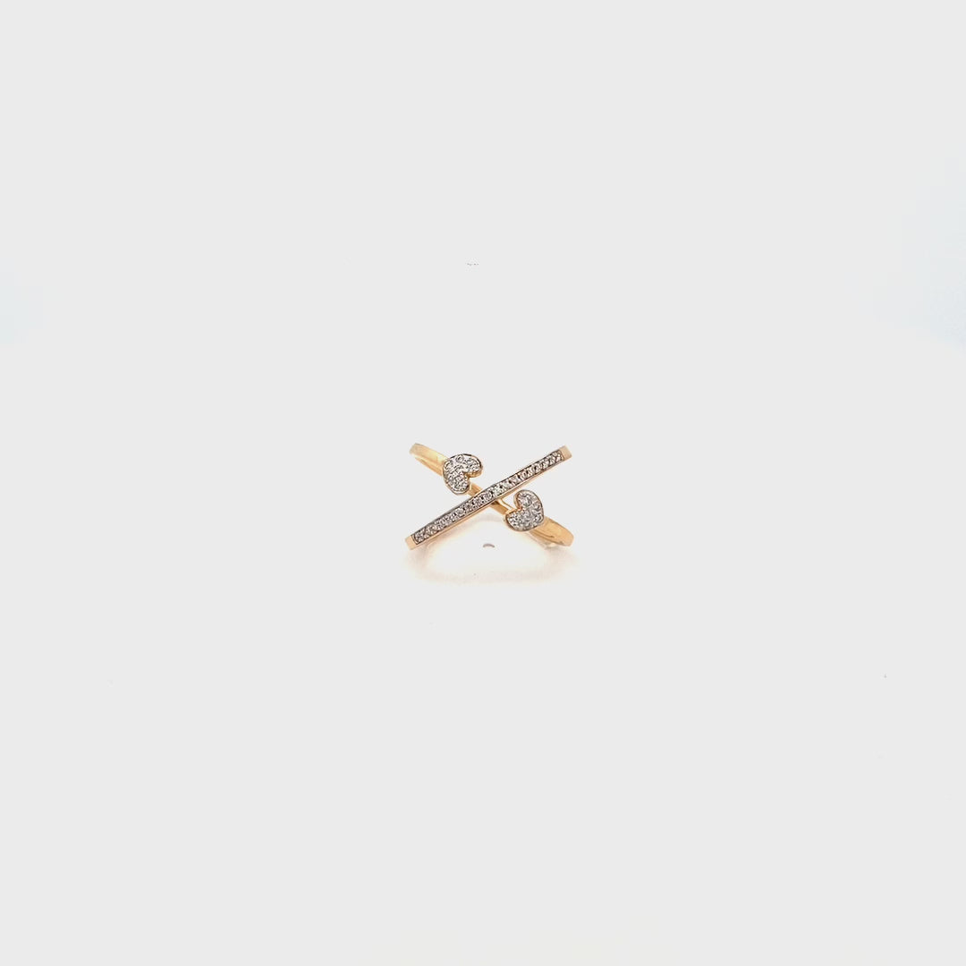 Rings - Ring with crossed double heart - STARDUST TEN - thumbnail - video - 1 | Rue des Mille