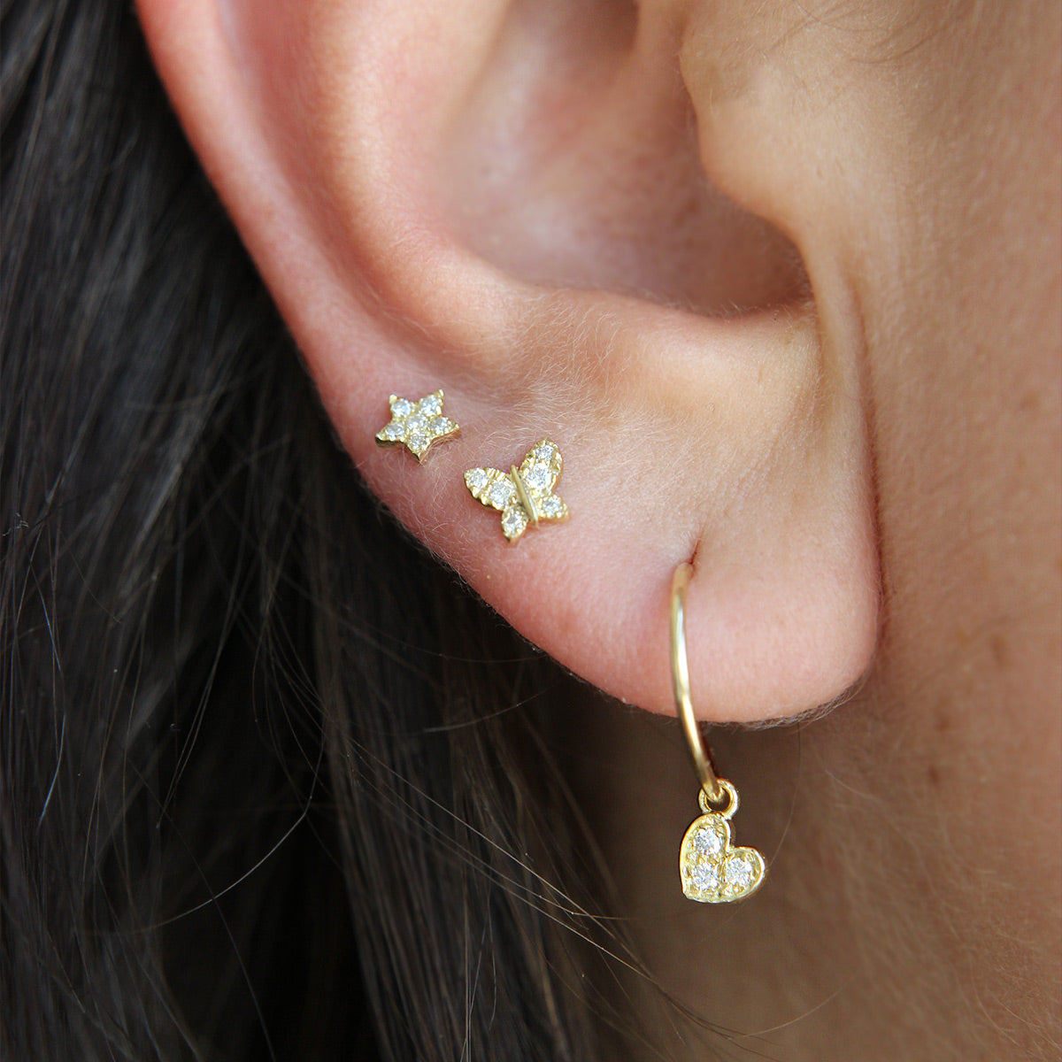 Piercing - Piercing Helix Stella e Diamanti Lab Grown - ORO18KT - 2 | Rue des Mille