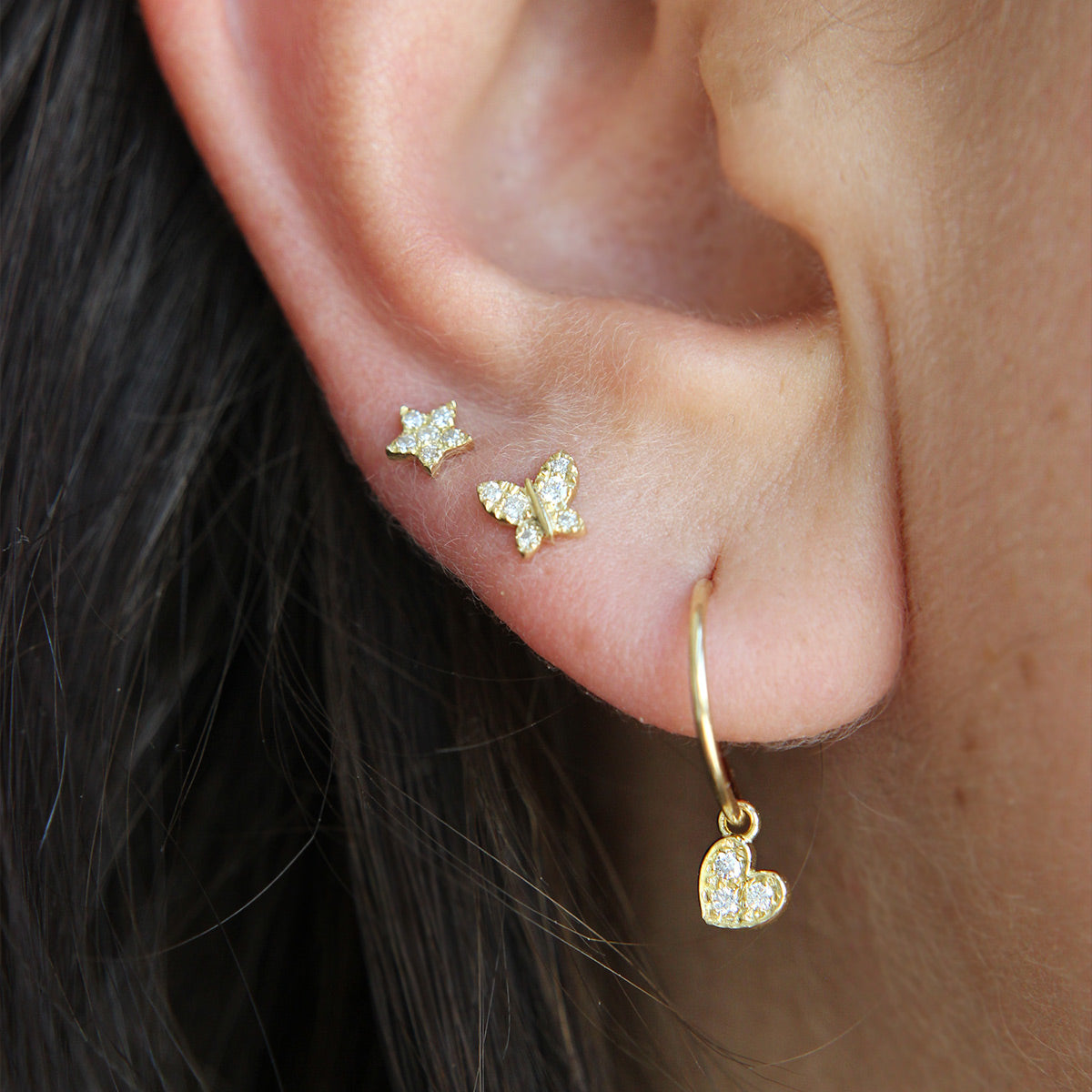 Piercing Helix Butterfly and Lab Grown Diamonds - ORO18KT