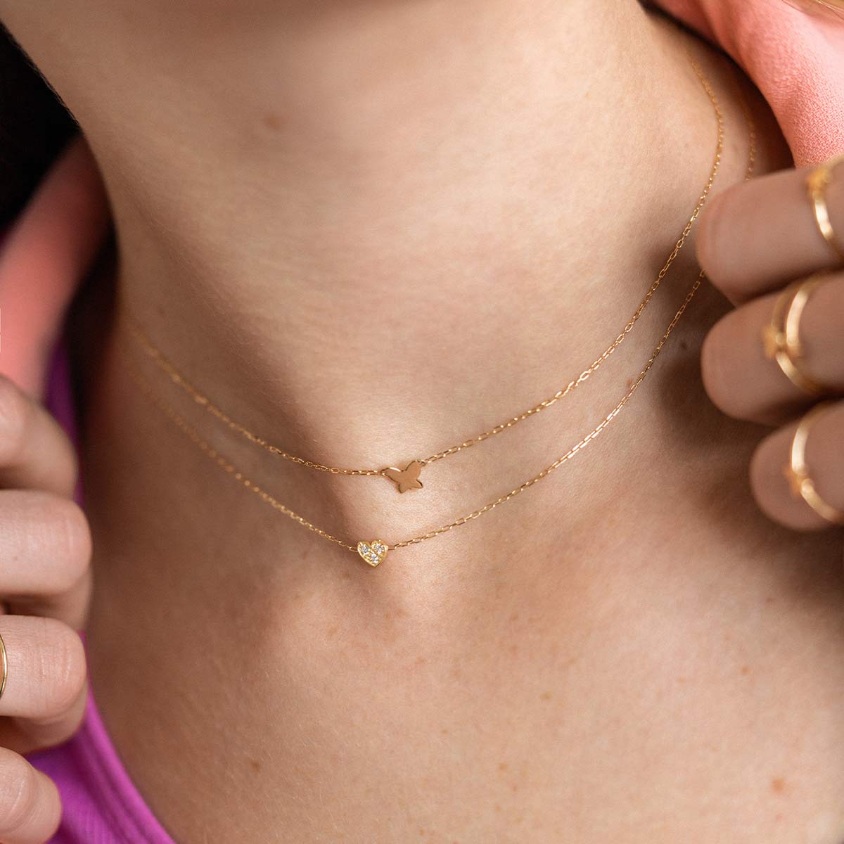 Chokers - Heart Choker and Lab Grown Diamonds - ORO18KT - 2 | Rue des Mille