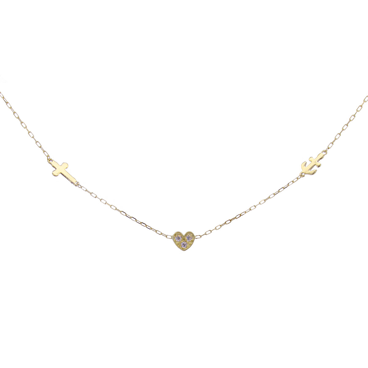 Choker Faith Hope and Charity and Lab Grown Diamonds -ORO18KT