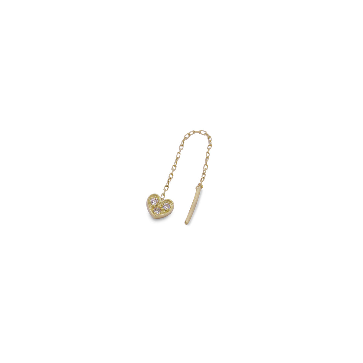 Orecchini - Mono-orecchino Cuore catenella e Diamanti Lab Grown - ORO18KT - 1 | Rue des Mille