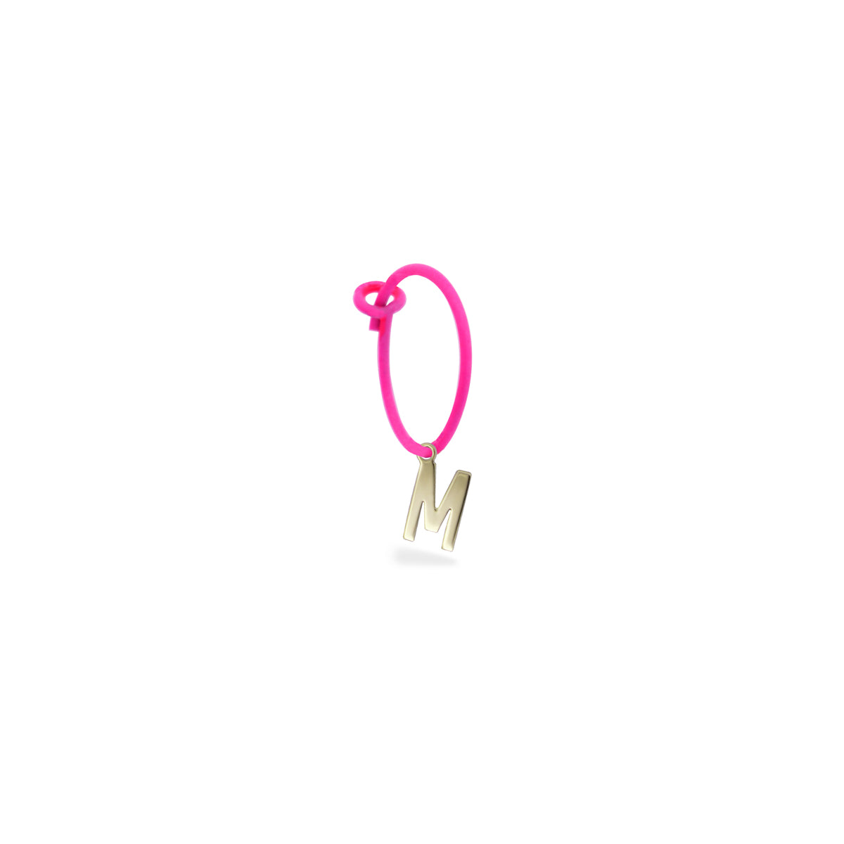 Orecchini - Mono-orecchino lettera hoop fucsia fluo - ORO18KT - 11 | Rue des Mille