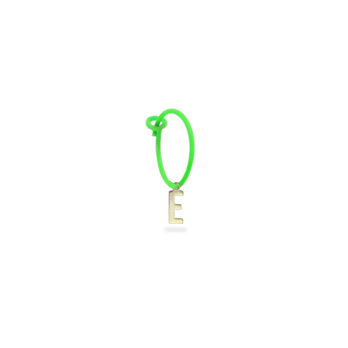 Earrings - Mono mini hoop letter earring green fluo - ORO18KT - 8 | Rue des Mille