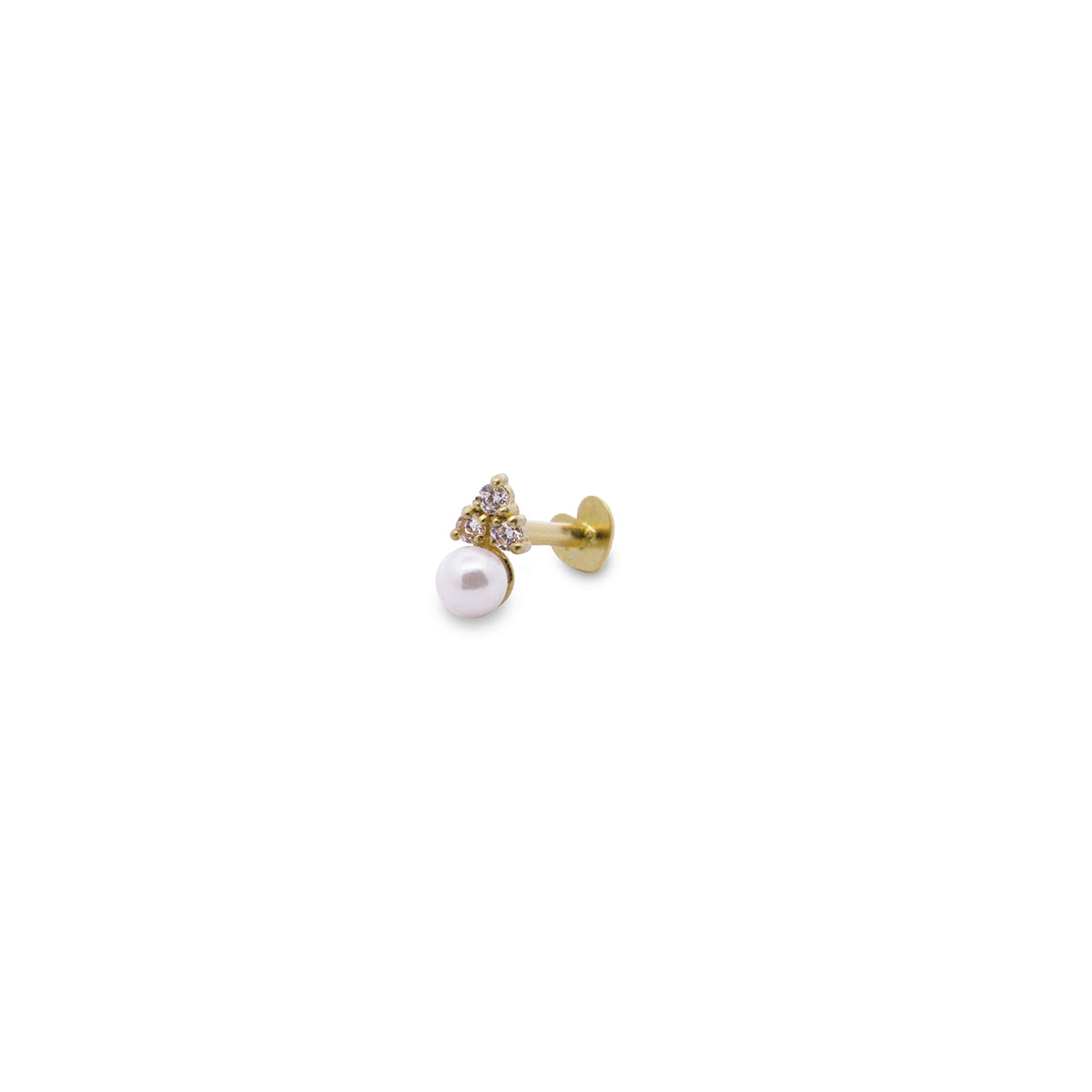 Piercing Helix Pearl Triangle and Lab Grown Diamonds - ORO18KT