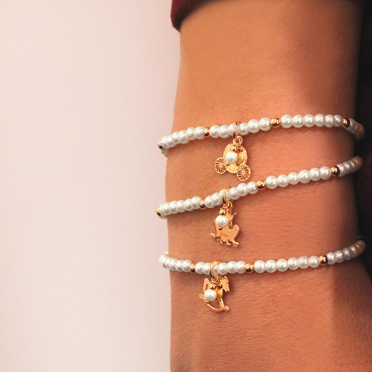 Elastic bracelet with pearls and balls - FROG