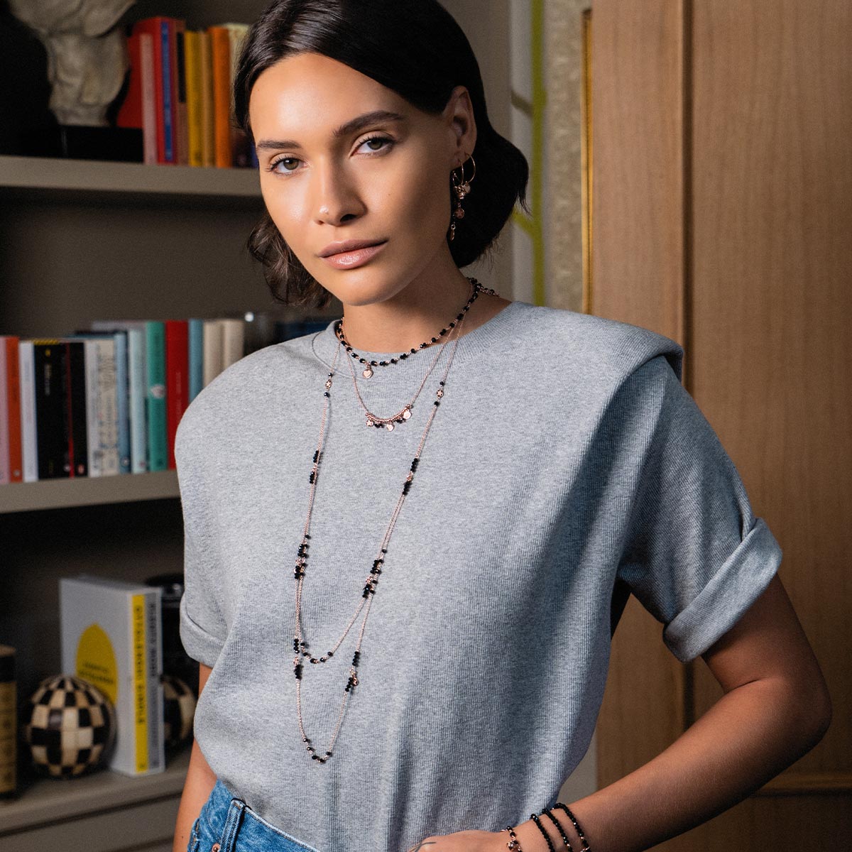 Chokers - NECKLACE PENDANT STONES AND MEDALS - GIPSY TIERRA BLACK - 4 | Rue des Mille