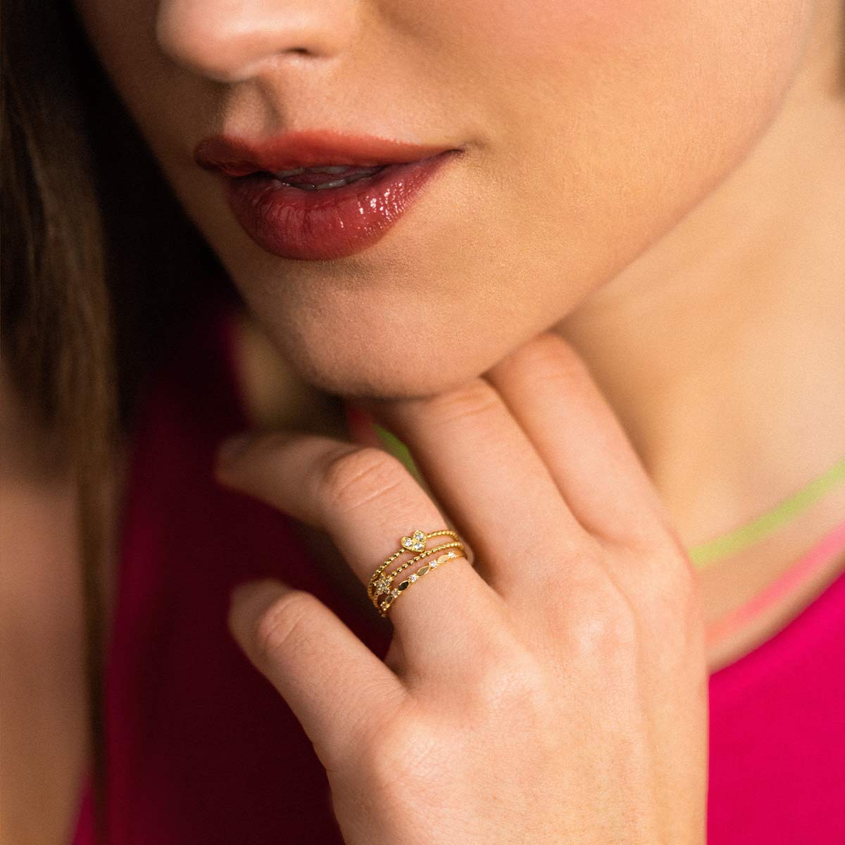 Rings - Knurled star ring and Lab Grown Diamonds - GOLD18KT - 4 | Rue des Mille