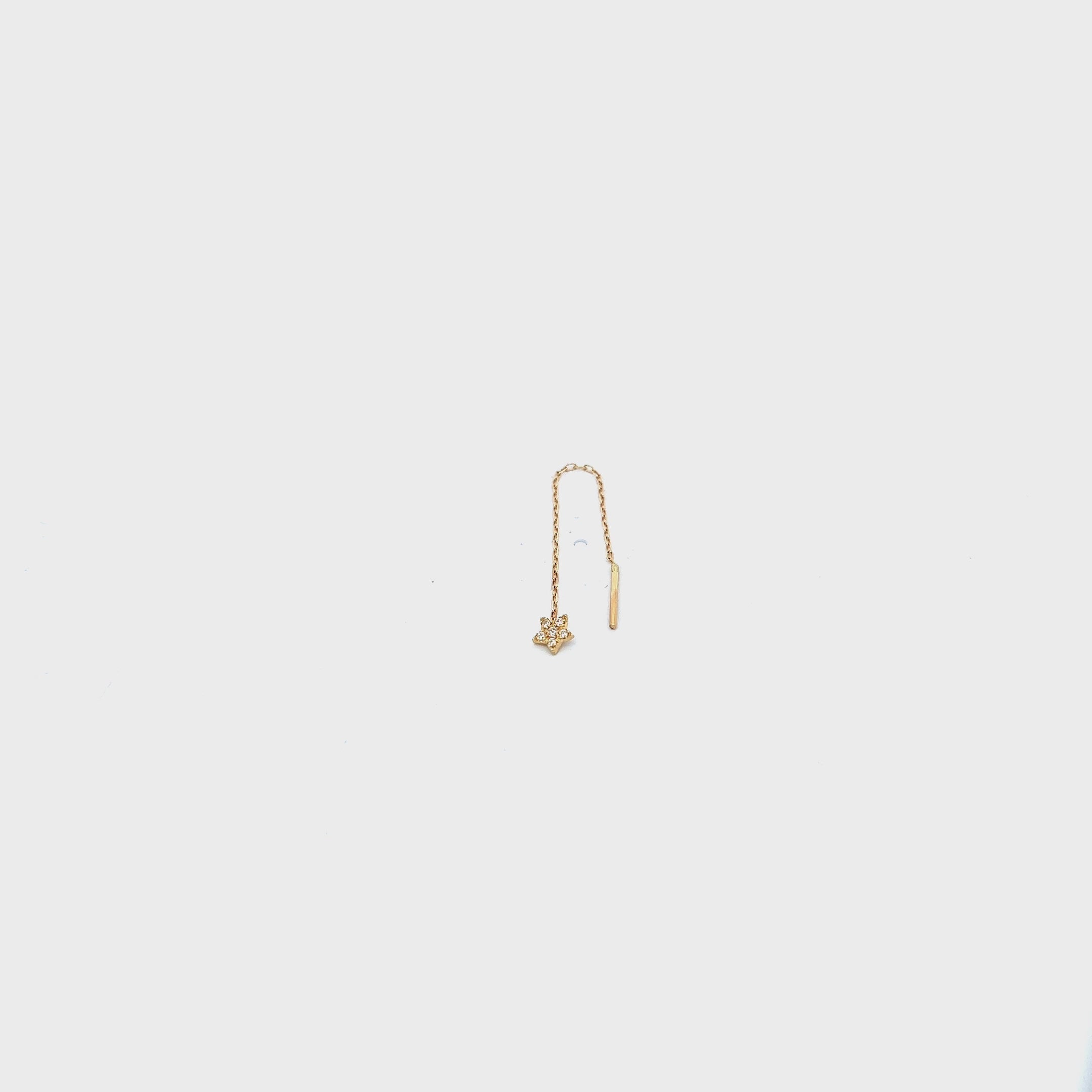 Earrings - Single Star Chain Earring and Lab Grown Diamonds - ORO18KT - thumbnail - video - 1 | Rue des Mille