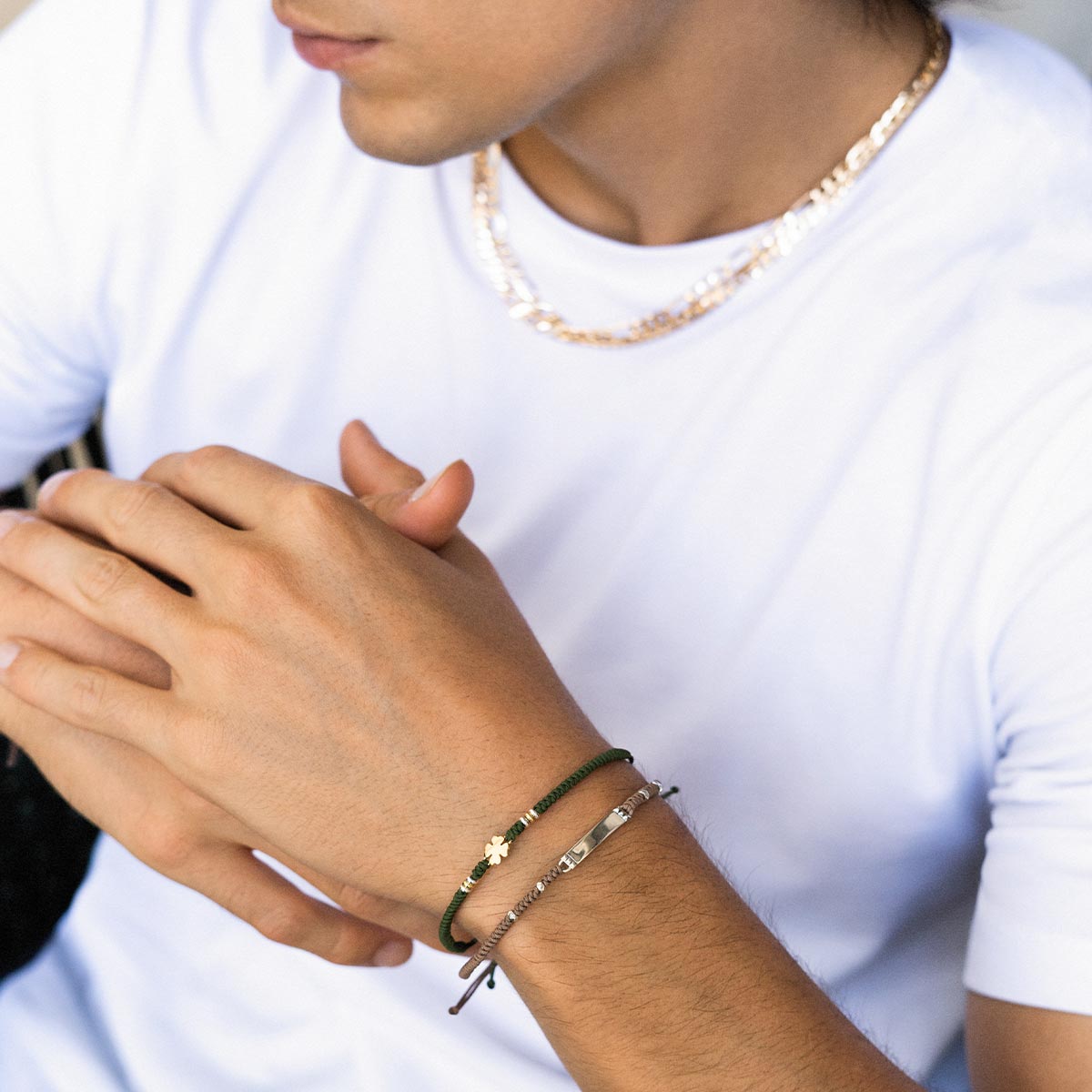 Bracelet with round weave and clover - TANGLE