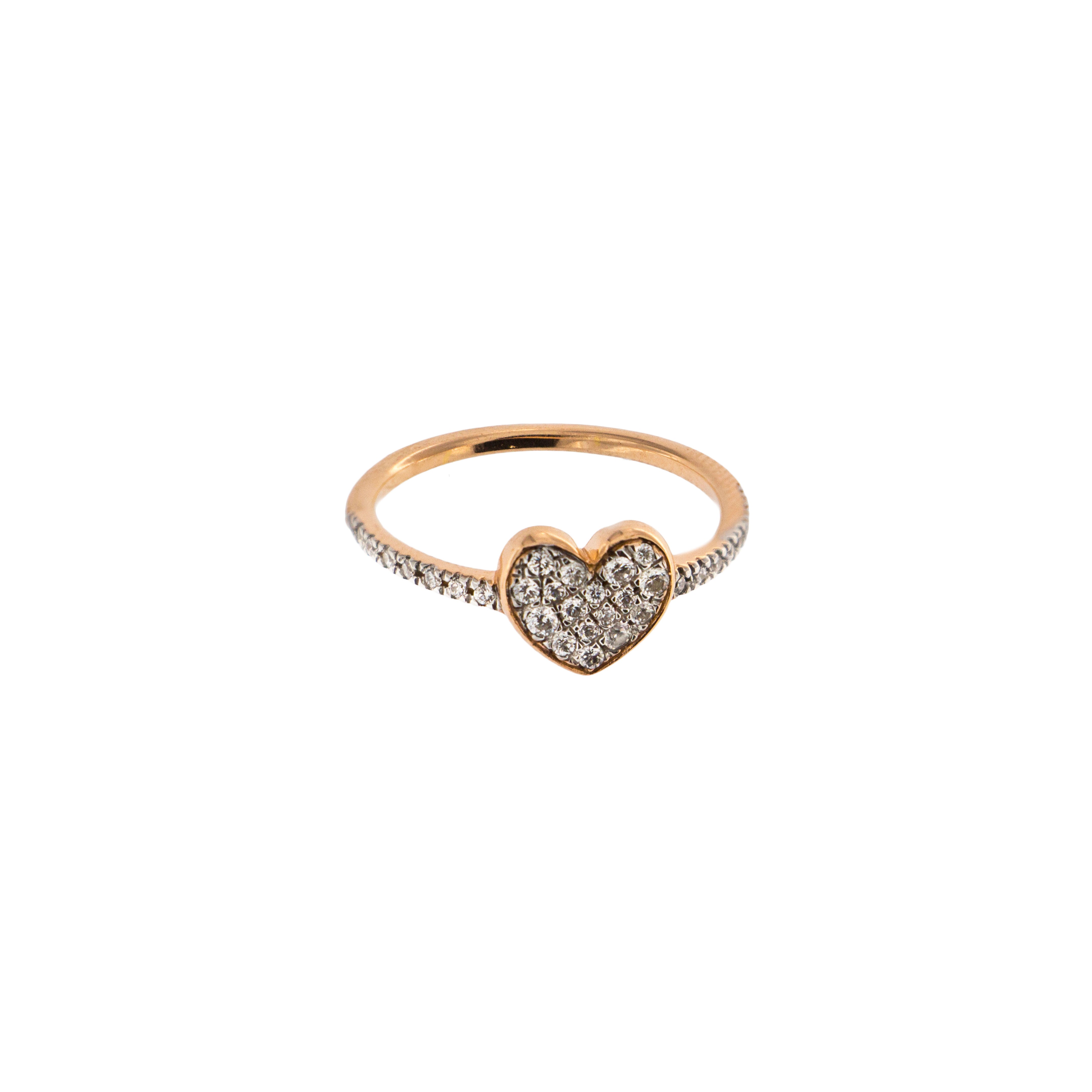 Anillo con Zircones Blancos - Corazón