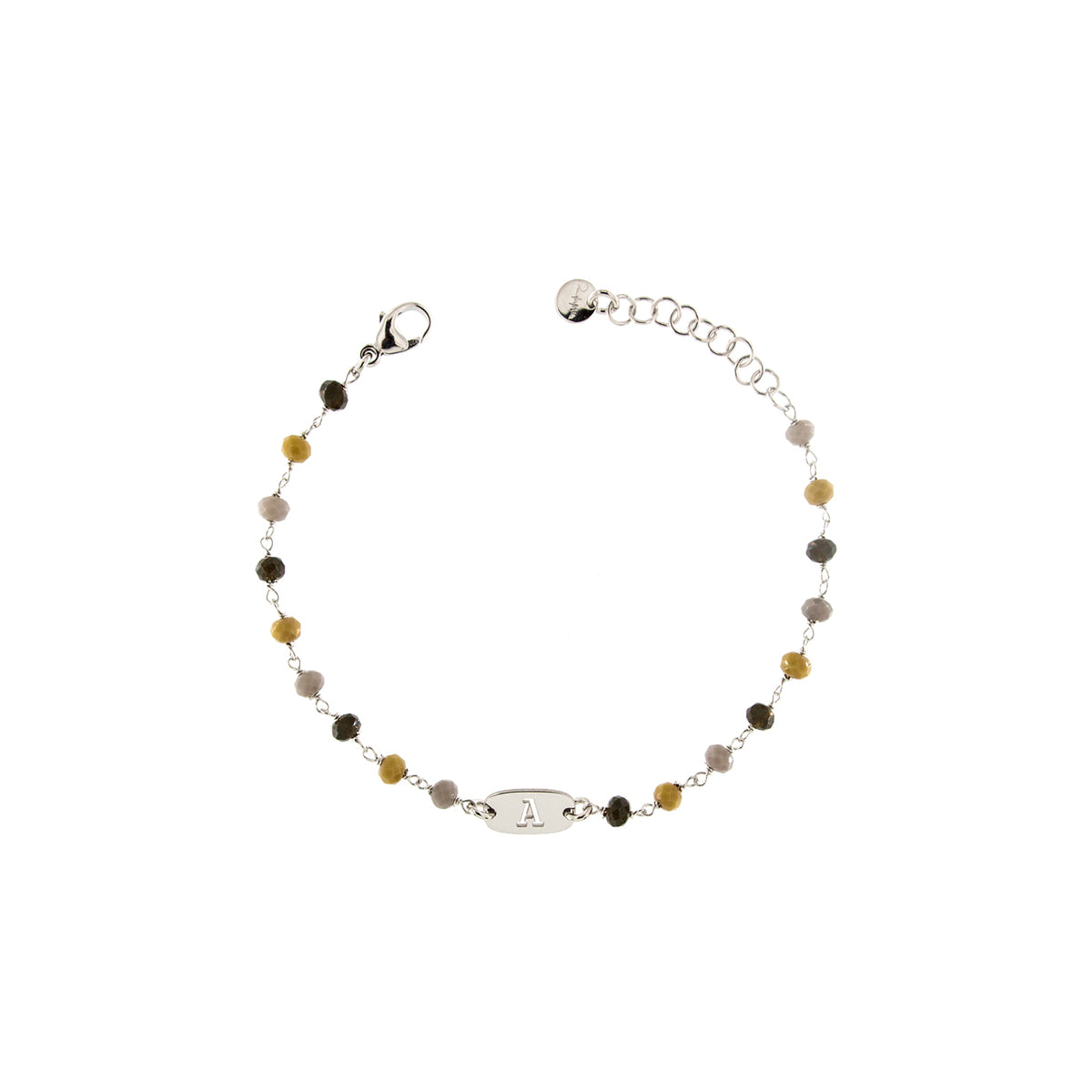 Bracelets - Brown mix chained bracelet and letter - TANGLE - 1 | Rue des Mille