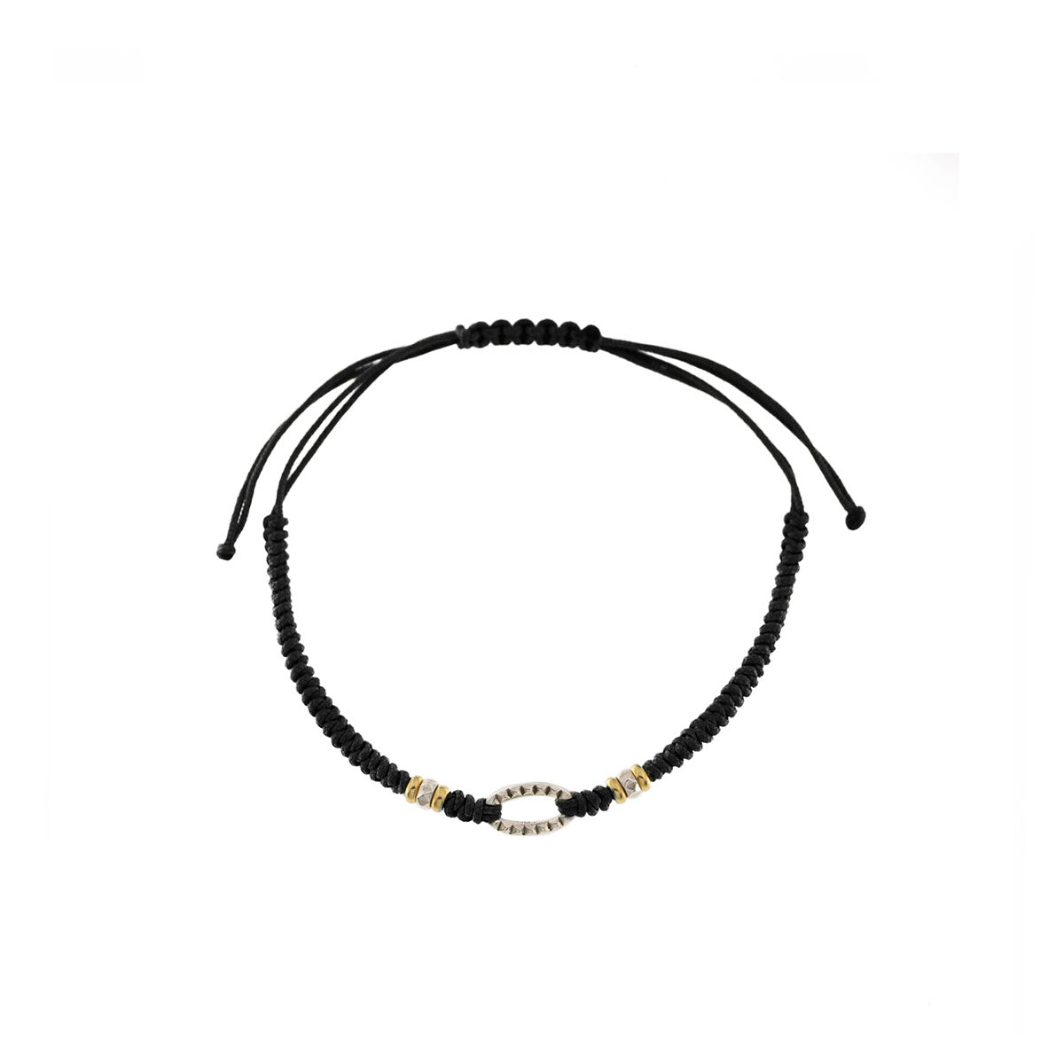 Round woven bracelet with and oval with studs - TANGLE