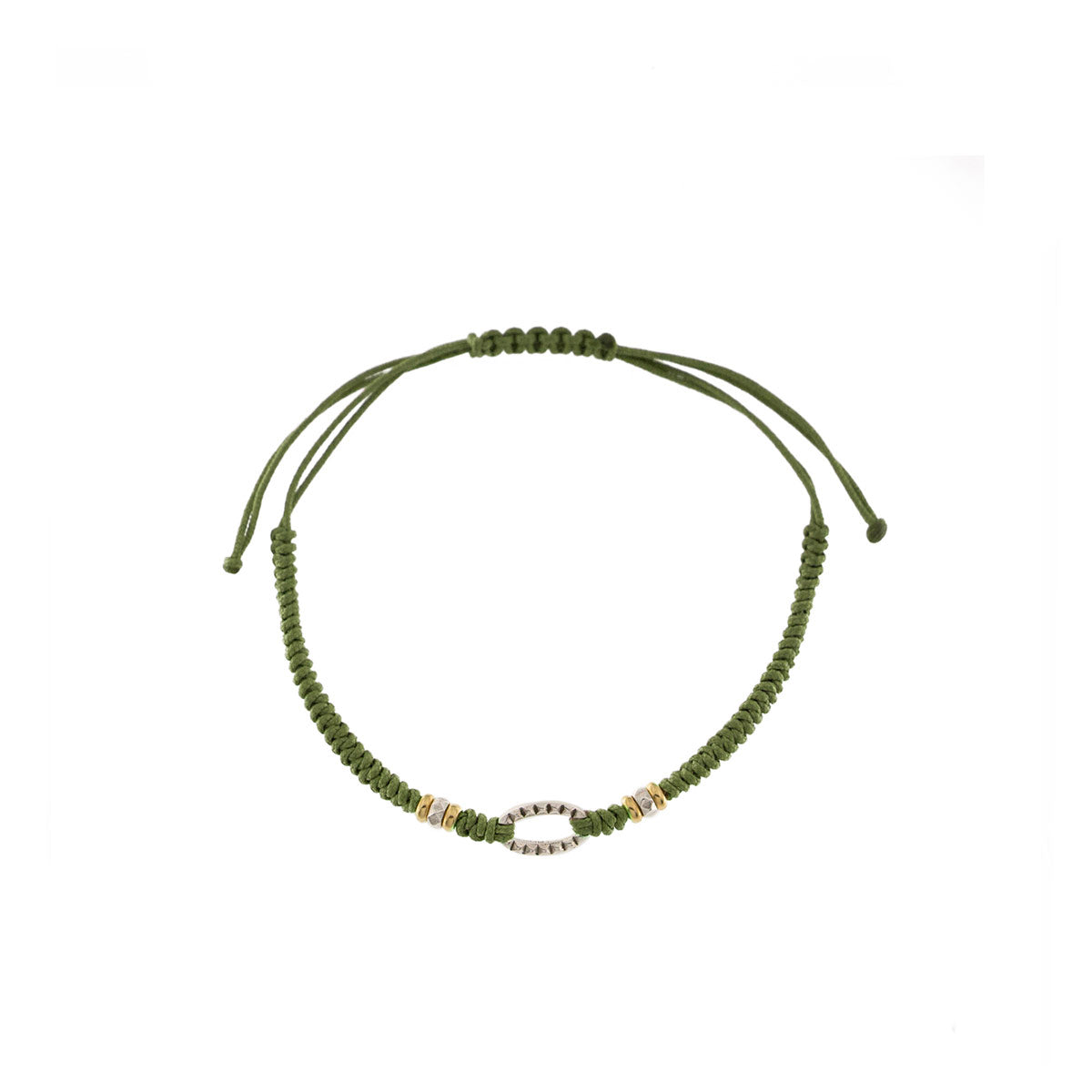 Round woven bracelet with and oval with studs - TANGLE